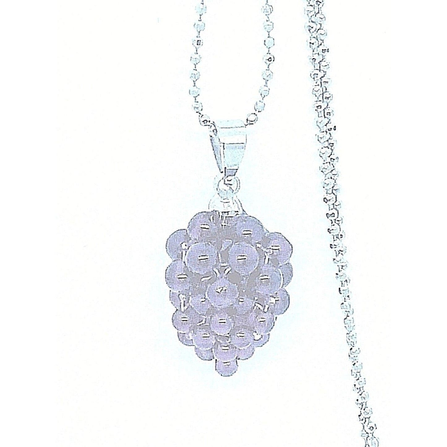 Necklace Purple Grape Cluster  1/2 " Bead 18"  Silver Chain