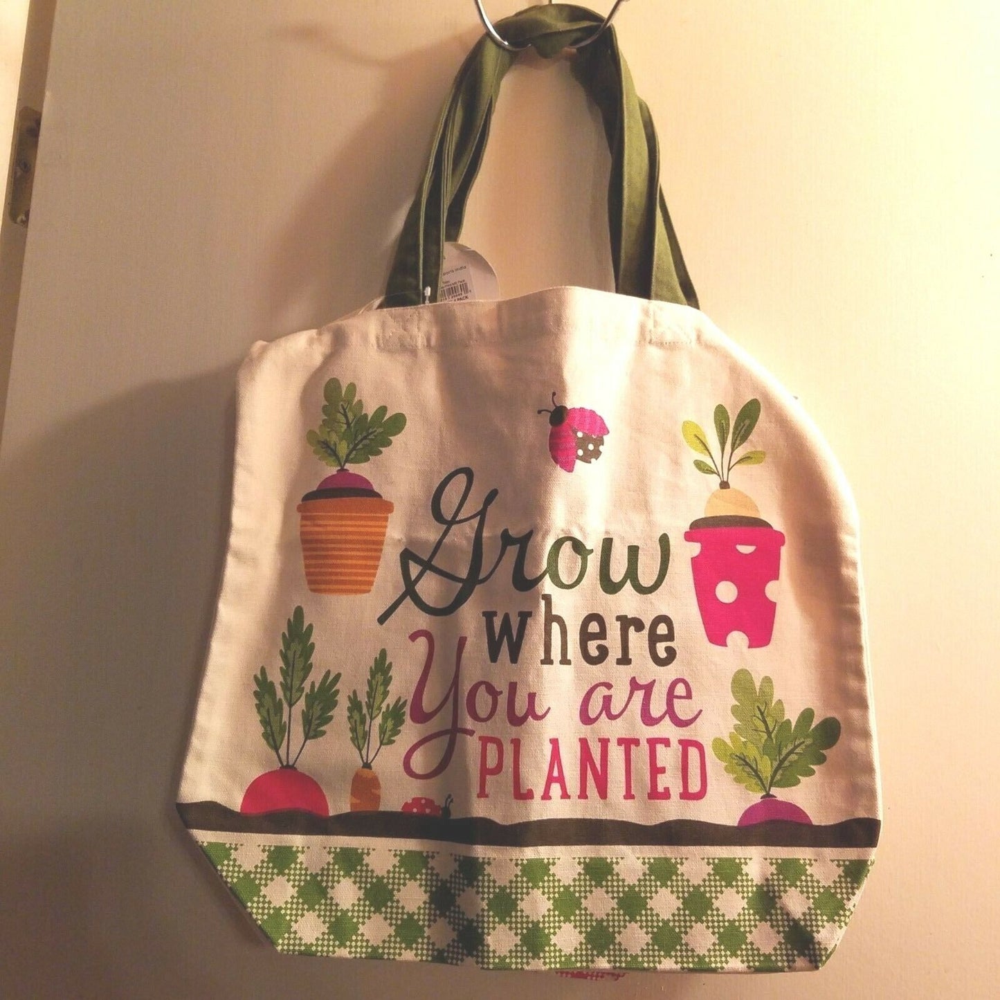 Shopping Bags Set 2 Canvas Grow outside and Play Grow where you are Planted