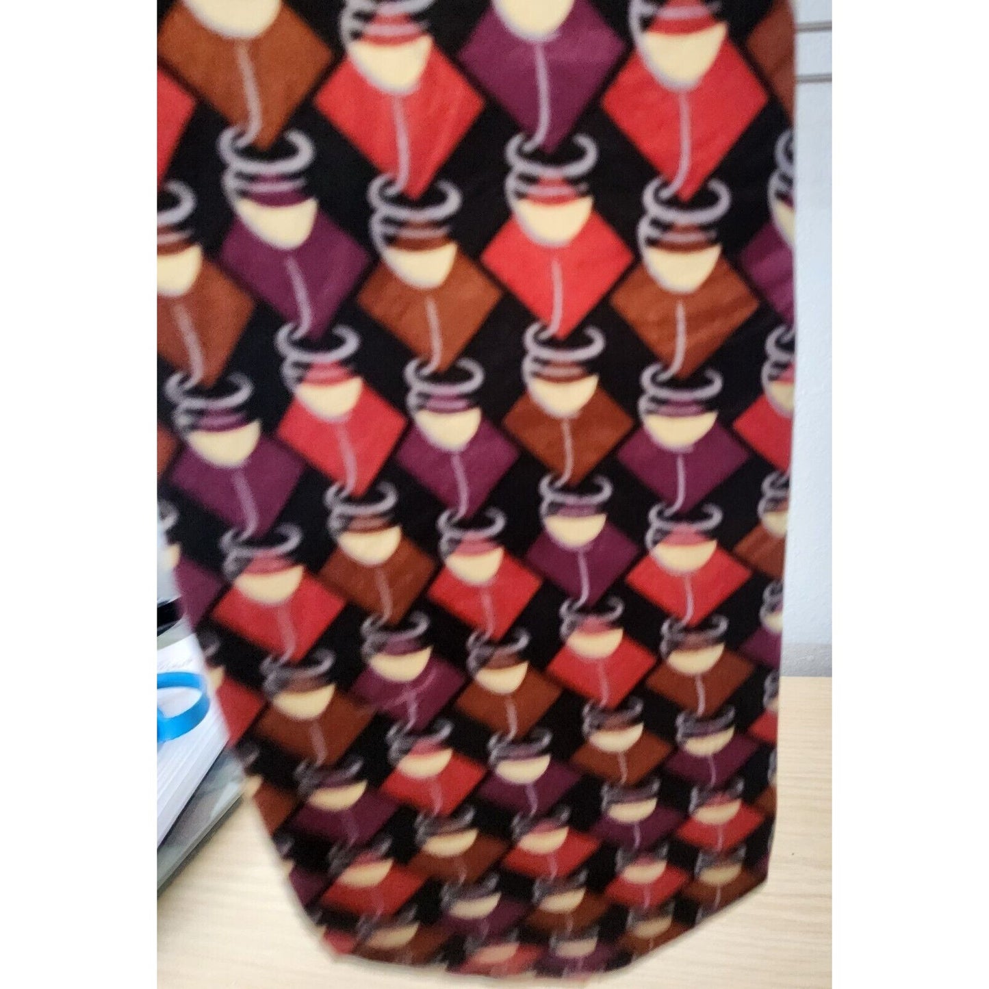 Silk Tie Brand Di Cravatte Stacked Wine Glasses Tiles 56" x 4" 100% Silk