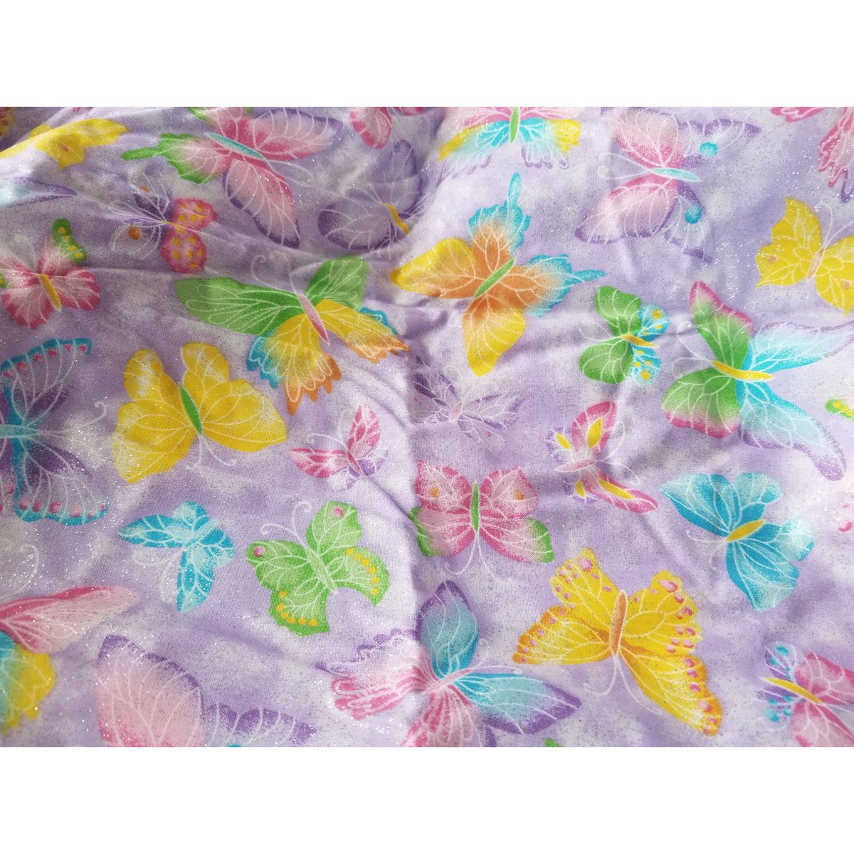 Material Cotton Purple Fabric Butterfly Glitter Pink Purple Blue Yellow 36" x 44" Cotton