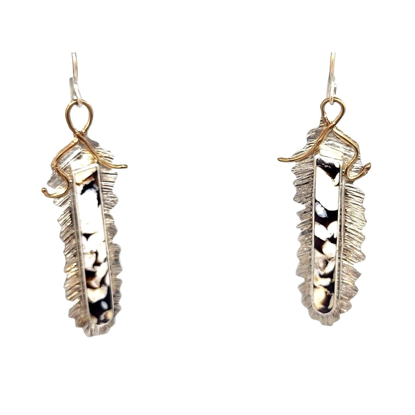 Earrings Peanutwood 10 gr Silver 925 Gold 14K Peanutwood 40mm x 5mm Frame 16mm x 50mm