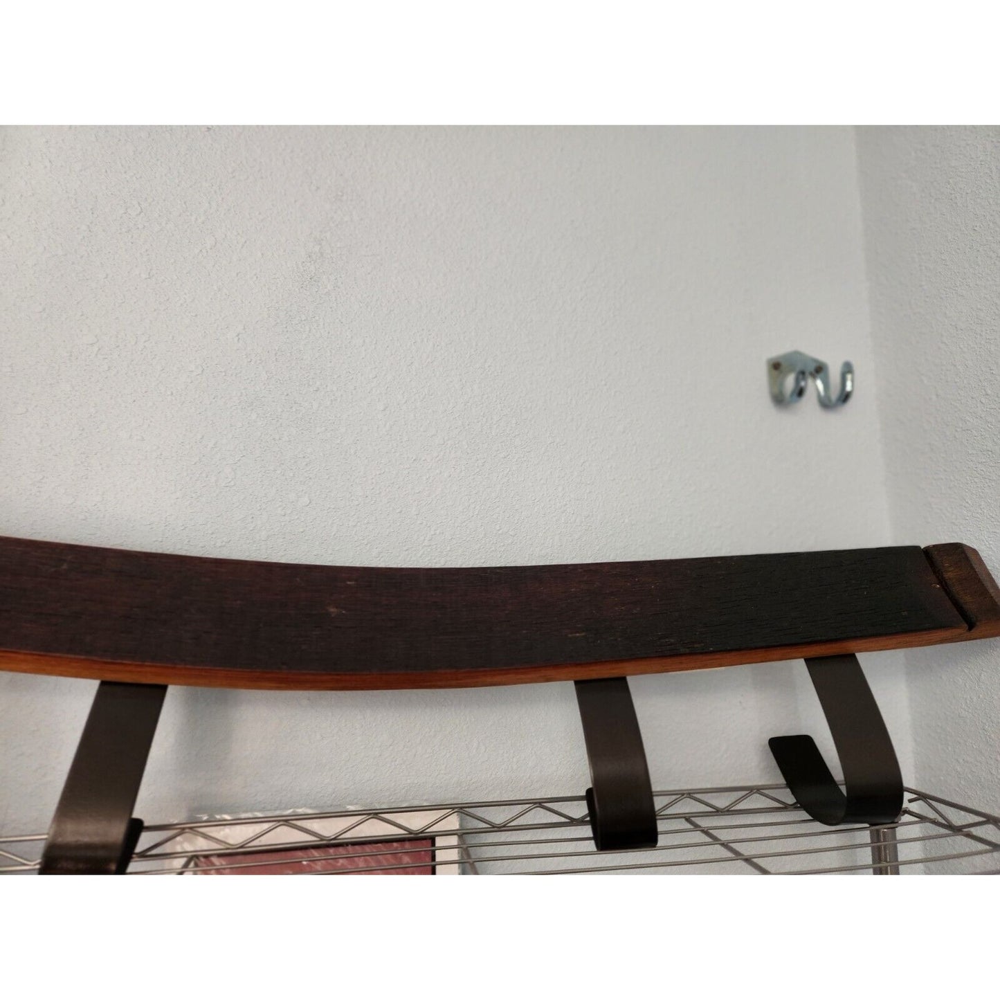 Wood Wine Bottle Holder 2 Bottles Says " Vino" Made from Wine Barrel Stave Ring