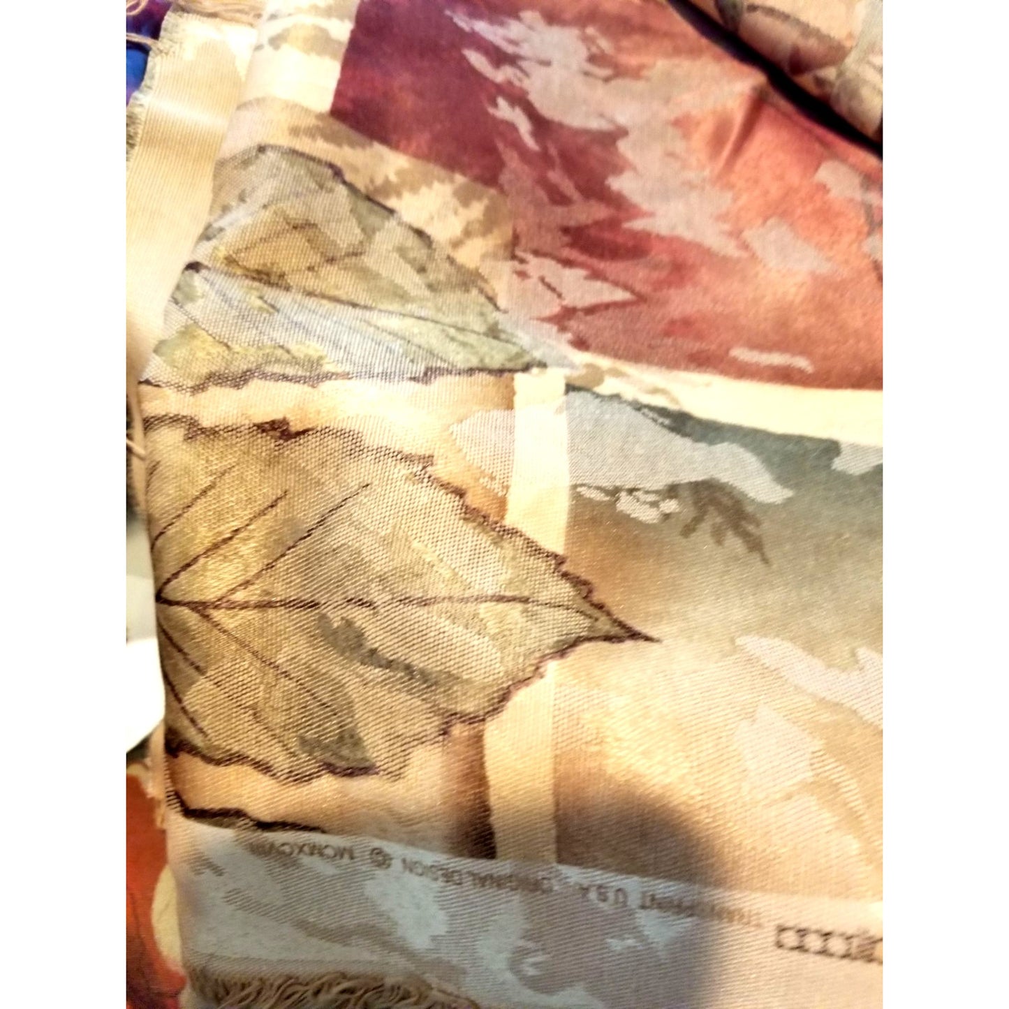 Material Fabric Brown Gold Grey 56" x 112" Heavy Fabric Transprint  1998