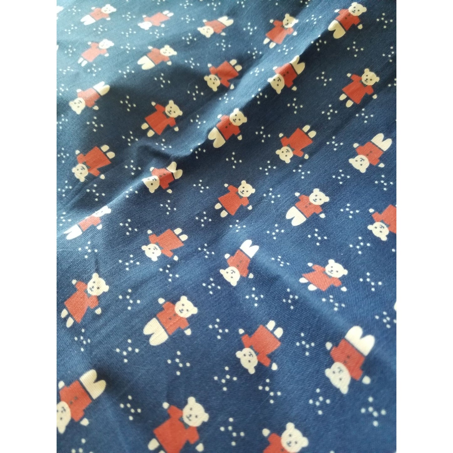 Material Blue Teddy Bears Red Shirts Cotton Blend 1 yard Craft Clothing fabric