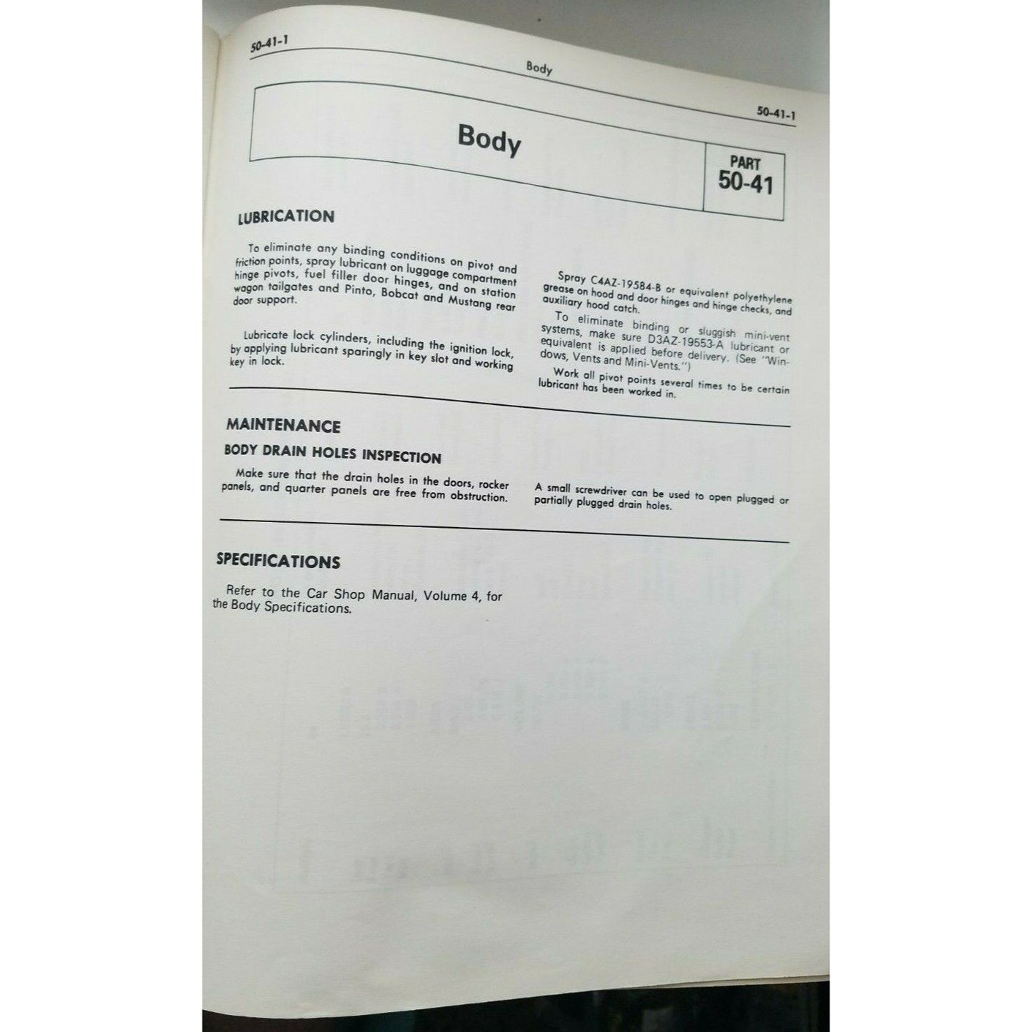 1978  Ford  Car Shop Manual Volume 5 Pre-Delivery Maintenance Lubrication