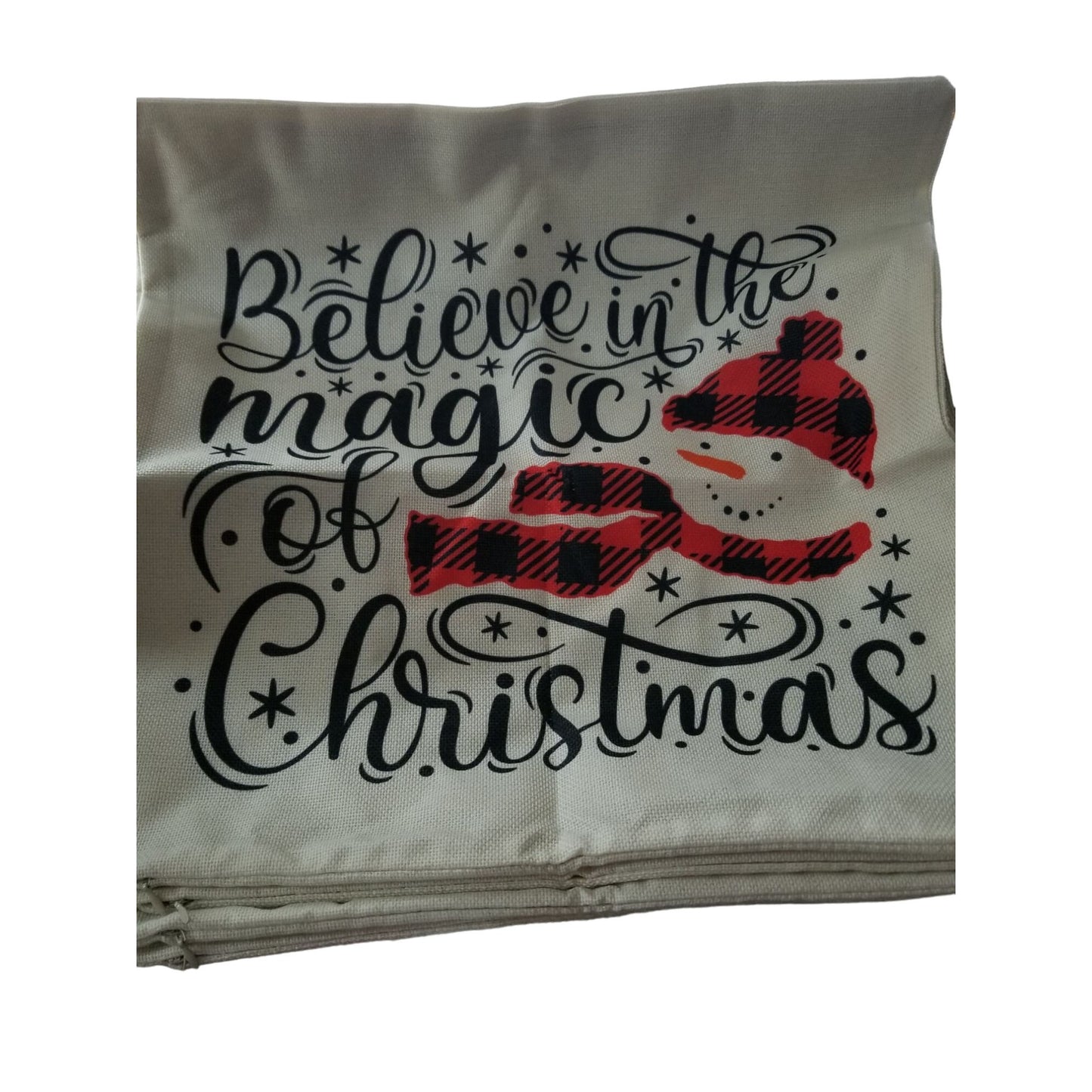 PSDWETS Christmas Holiday Pillow Covers 18" x 18" Zip Side Canvas Decor 4 piece Burlap Cotton