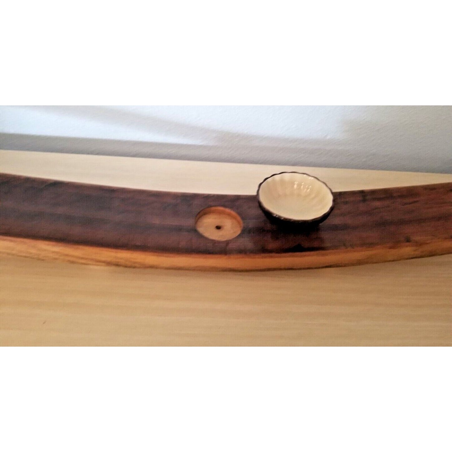 Wine Stave Sushi Tray Cork Feet Brown Dipping Bowl 34" x 3 1/2 " x 2"