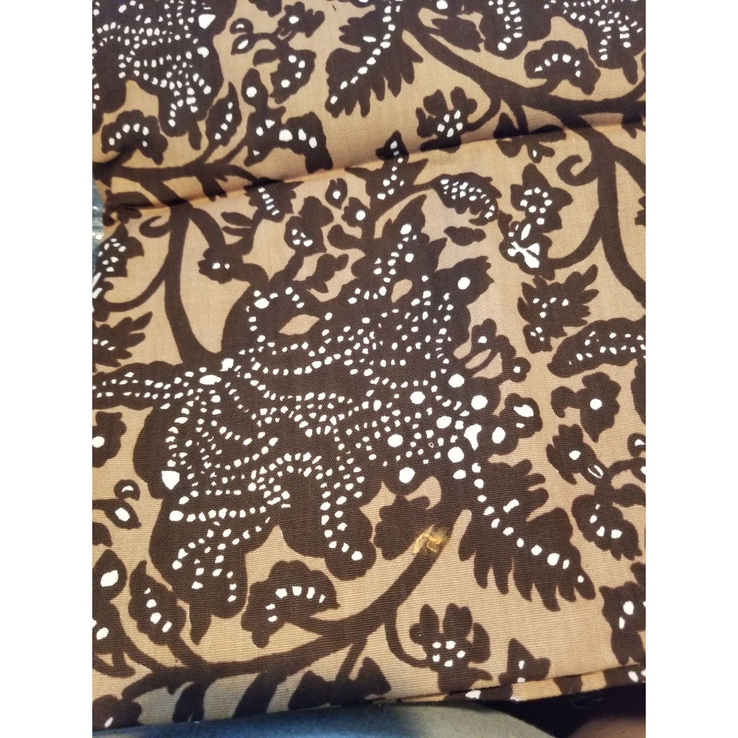 Material Fabric Brown White 100 % Cotton 2 yards 46' x 36" pieces Apr 1976