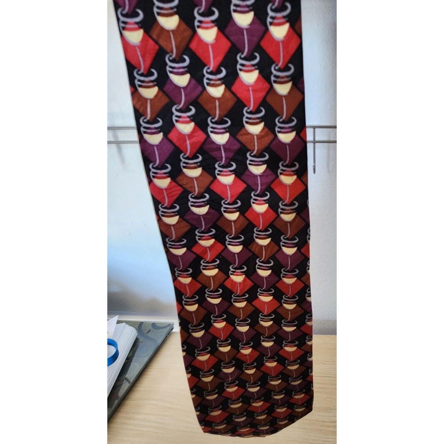 Silk Tie Brand Di Cravatte Stacked Wine Glasses Tiles 56" x 4" 100% Silk