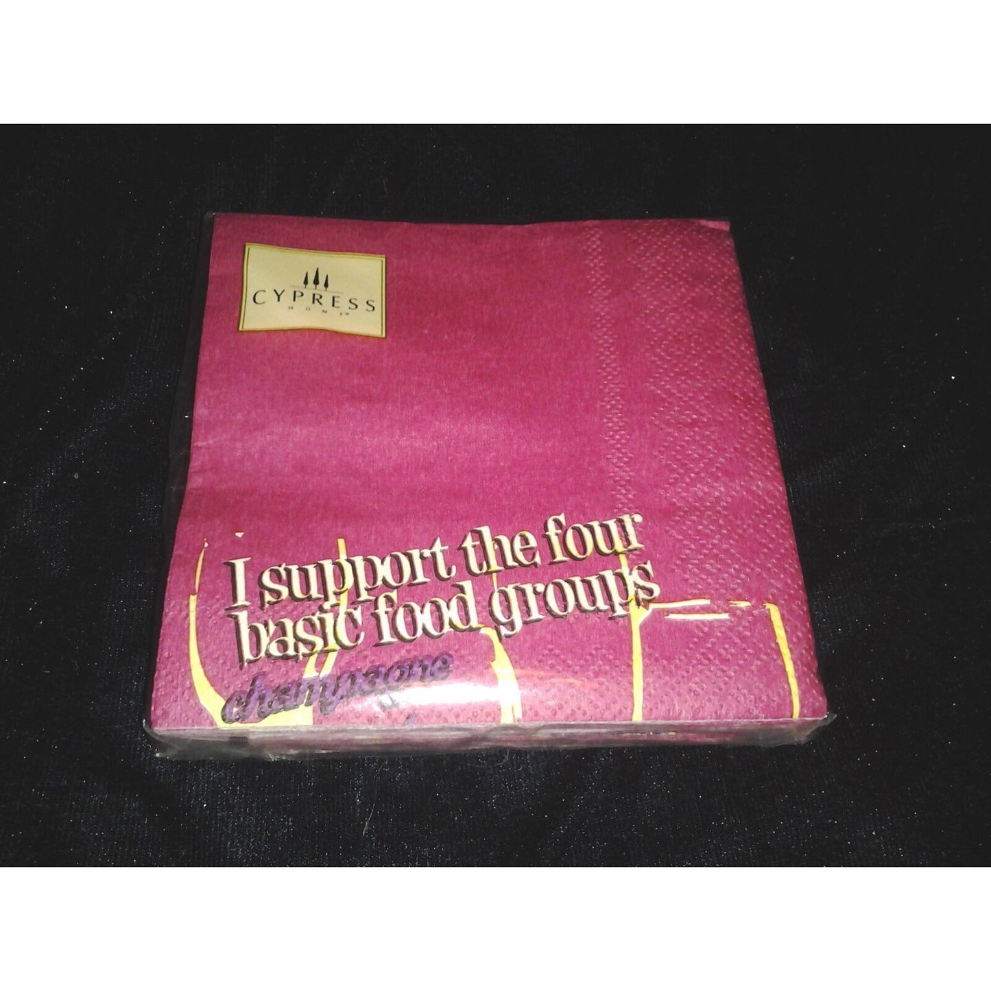 Cocktail Napkins Paper Wine Glass I Support the Four basic food Groups Champagne