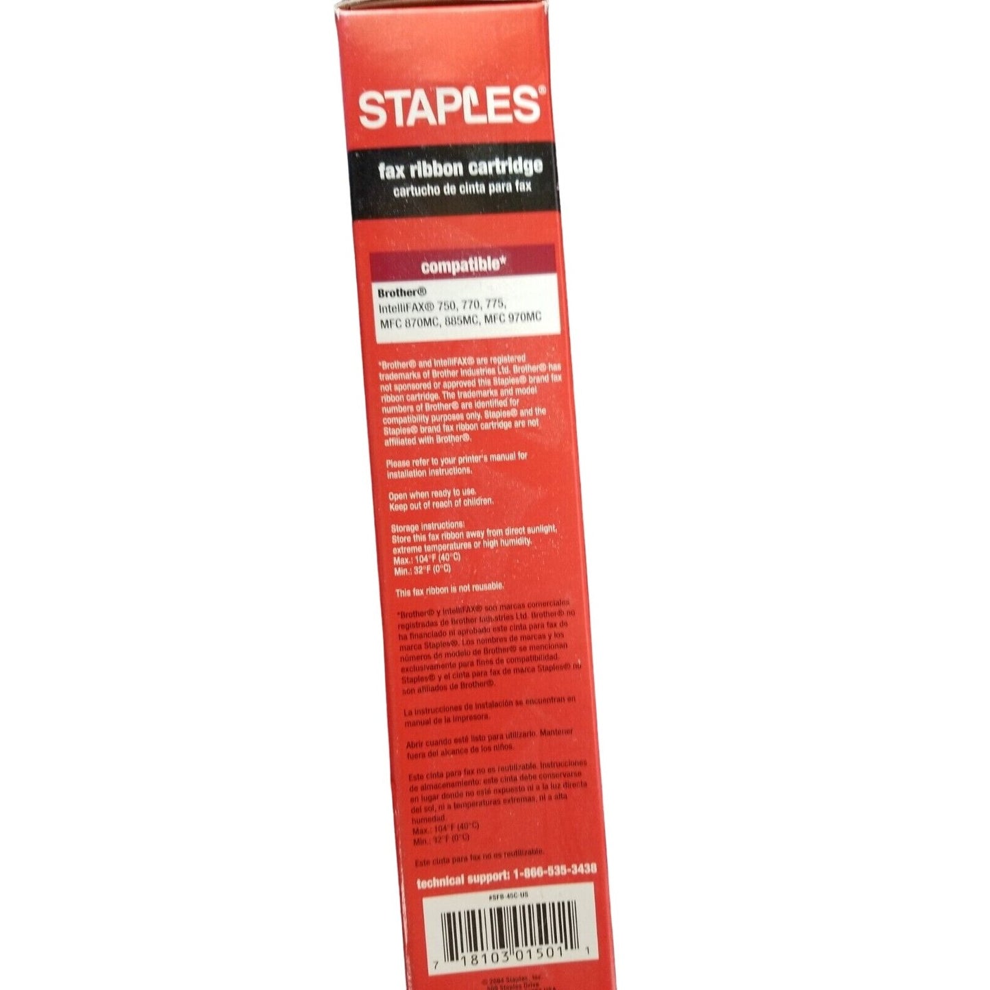 Staples fax ribbon cartridge model #SFB-45C(compatible with Brother PC301