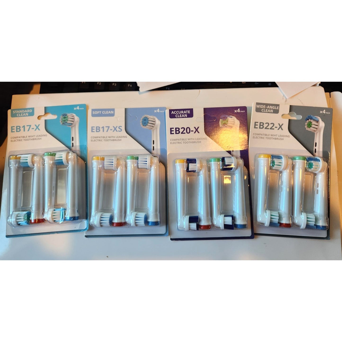 4 packs Replacement Toothbrush Heads Compatible 1 pack each EB17-X, EB17-XS , EB20x, EB22X Professional Electric Toothbrush Heads