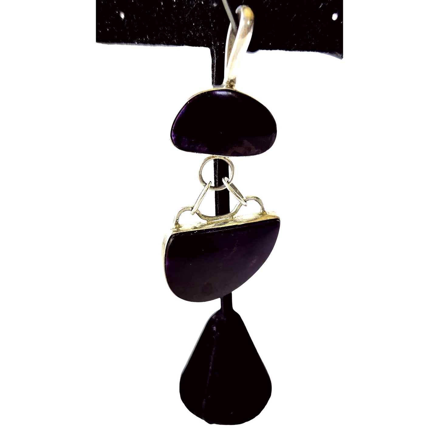 Pendant Dark Sigillate 925 Silver 15.2 gr 2 piece connected with rings 15 mm loop