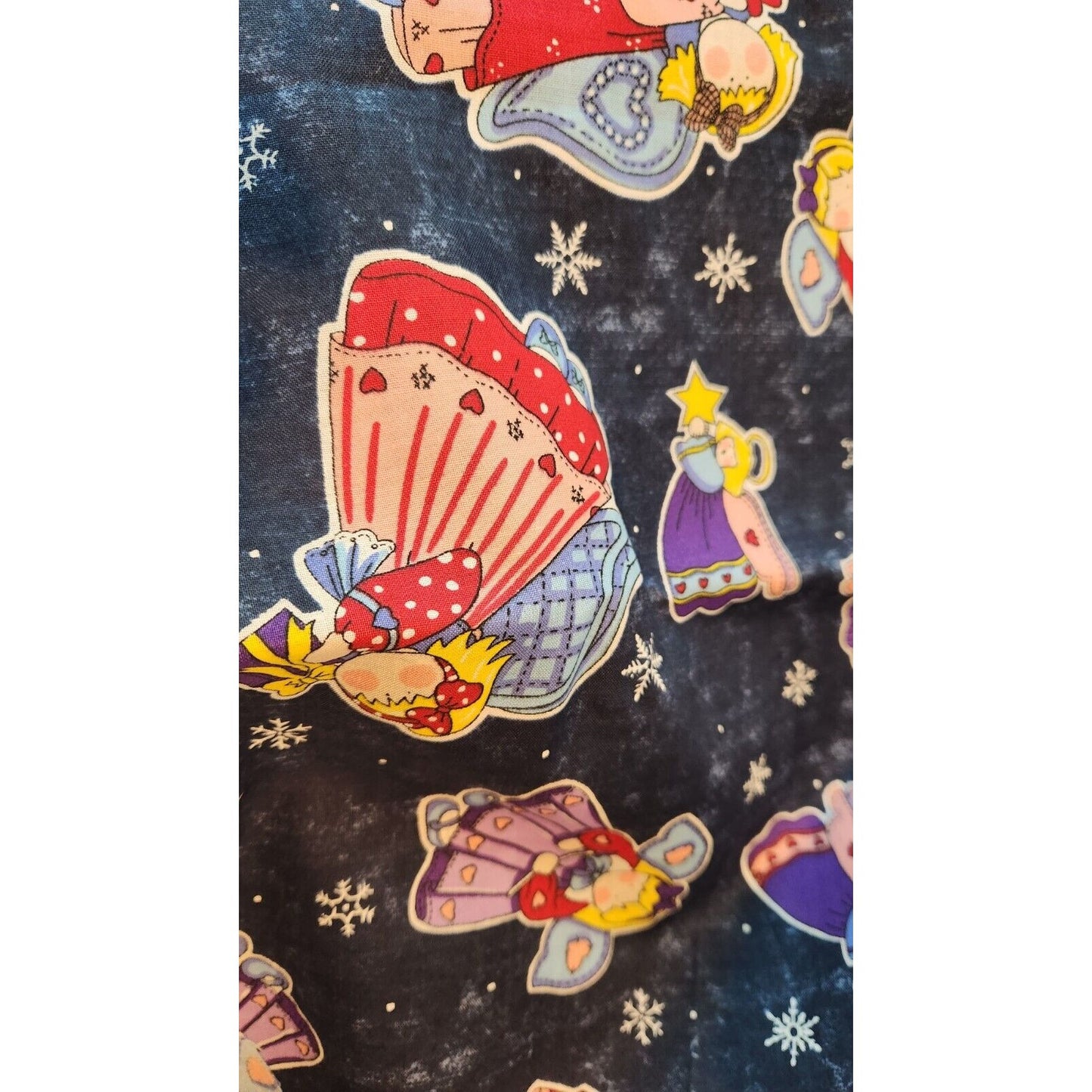 Material Fabric Blue Cotton Christmas Sprit # 6064 45" x 50" Spring Industries