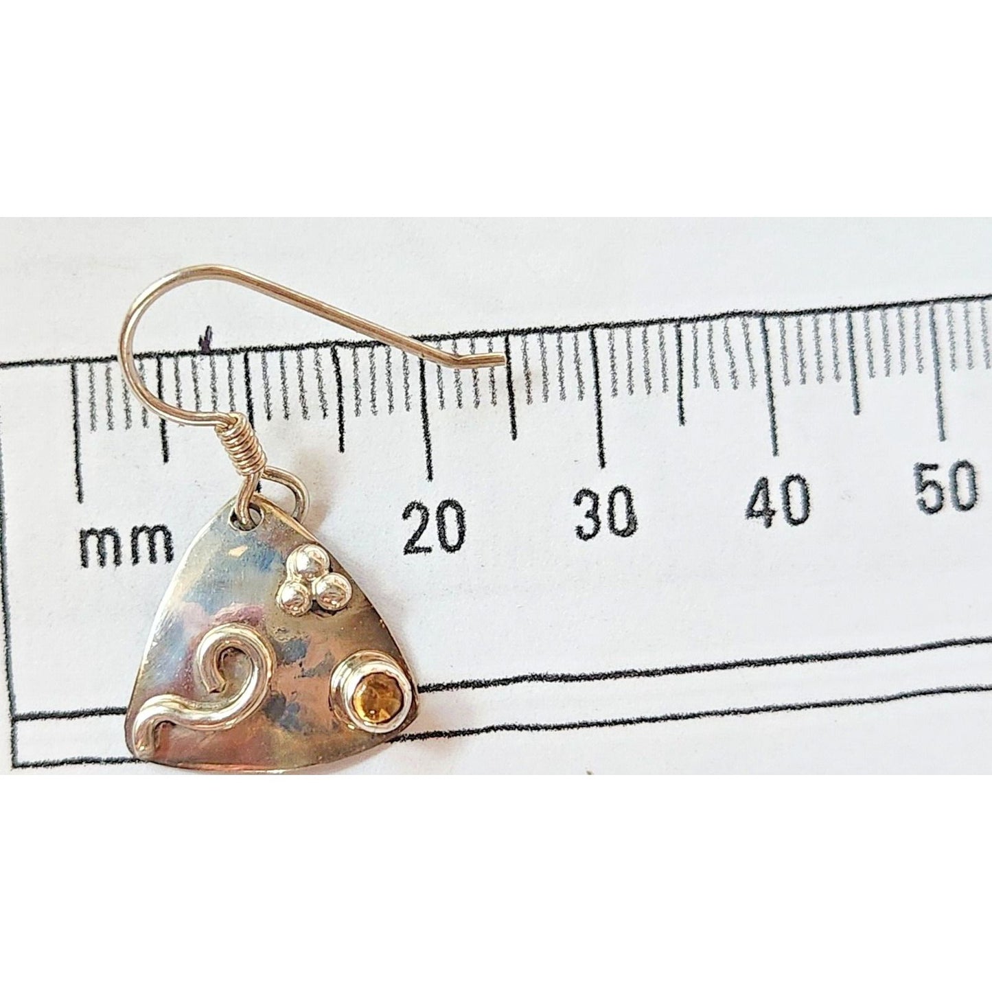 Jewelry Necklace Earrings Set Round Citrine 18" Silver Chain weight 9 Gr