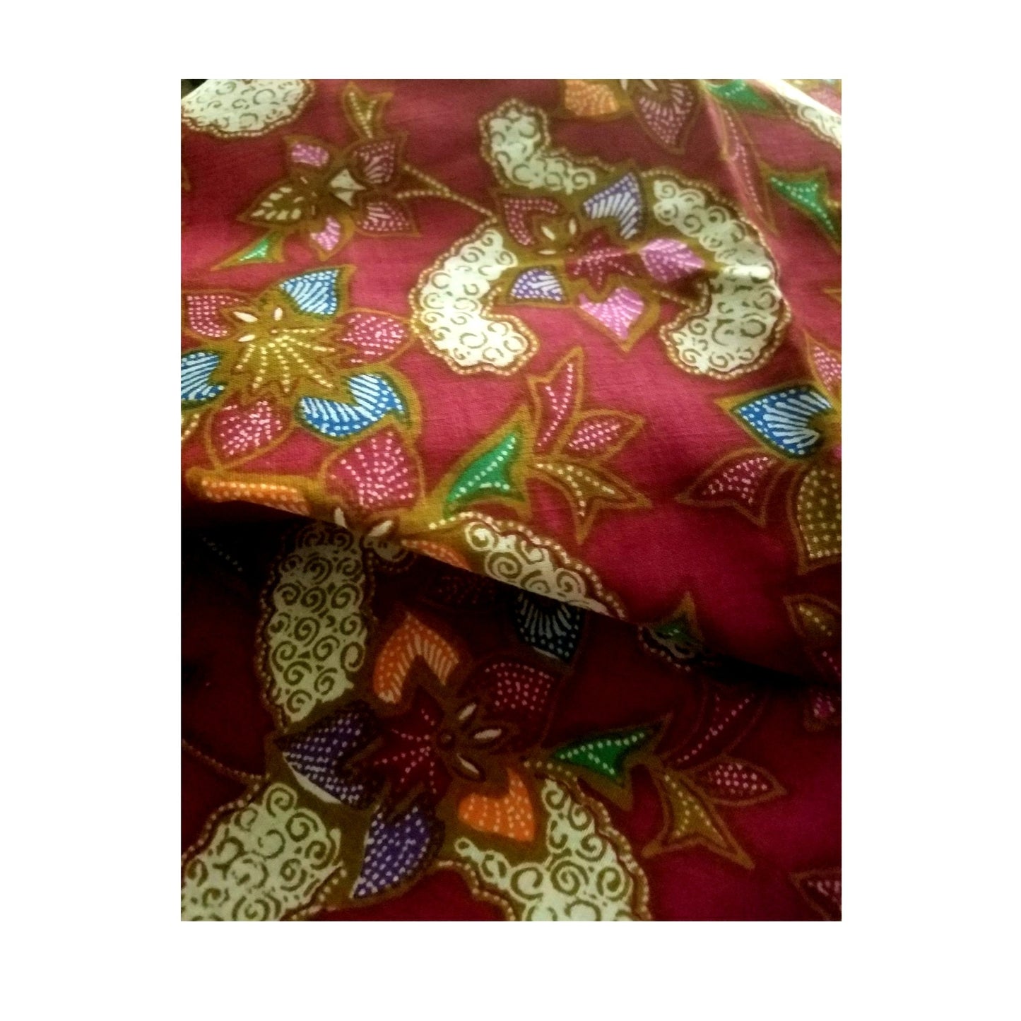 Material Fabric Cotton Red Blue White Brown 38" x 87' Flowers Hearts Leaves