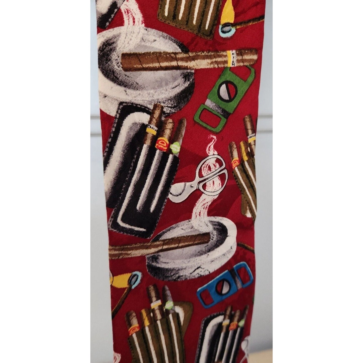Silk Tie Brand Di Cravatte Red Cigars Tools Cutter 56" x 4" 100% Silk