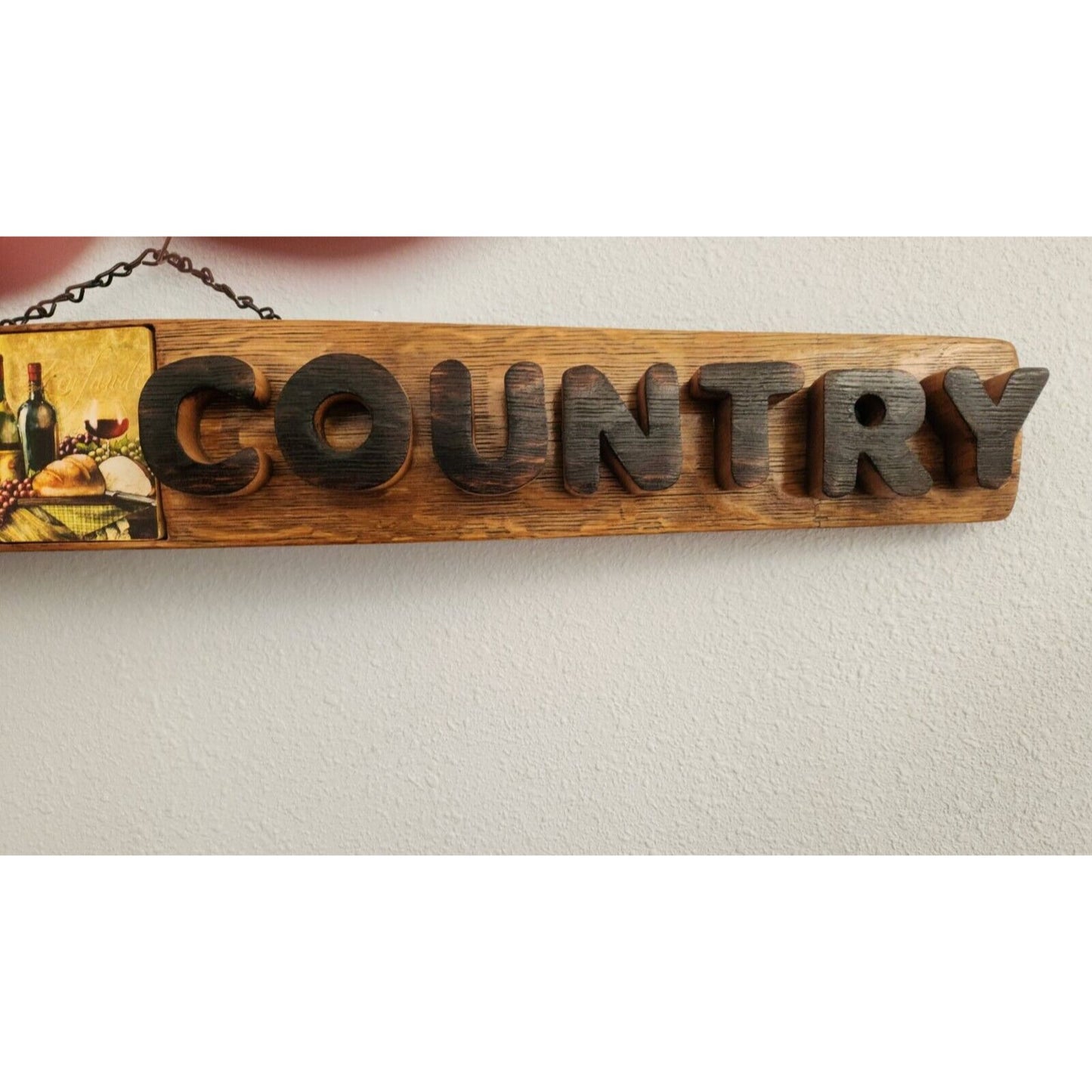 Wood Sign Wine Stave says "I Love Wine Country", Letters Heart Cut from Stave