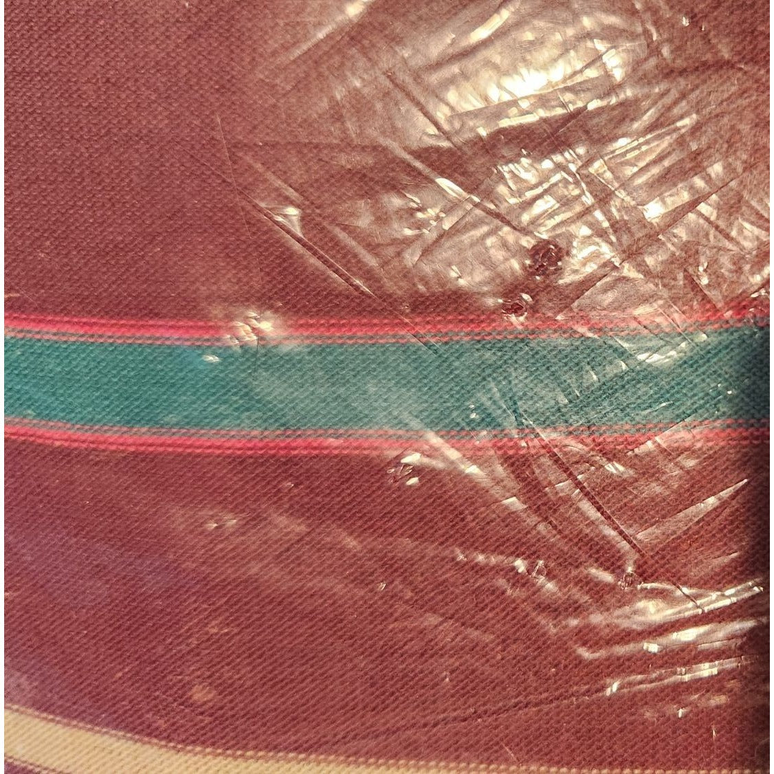 Material Red Green Yellow Stripe Polyester / Cotton 2 yards Fabric T-Shirt weight