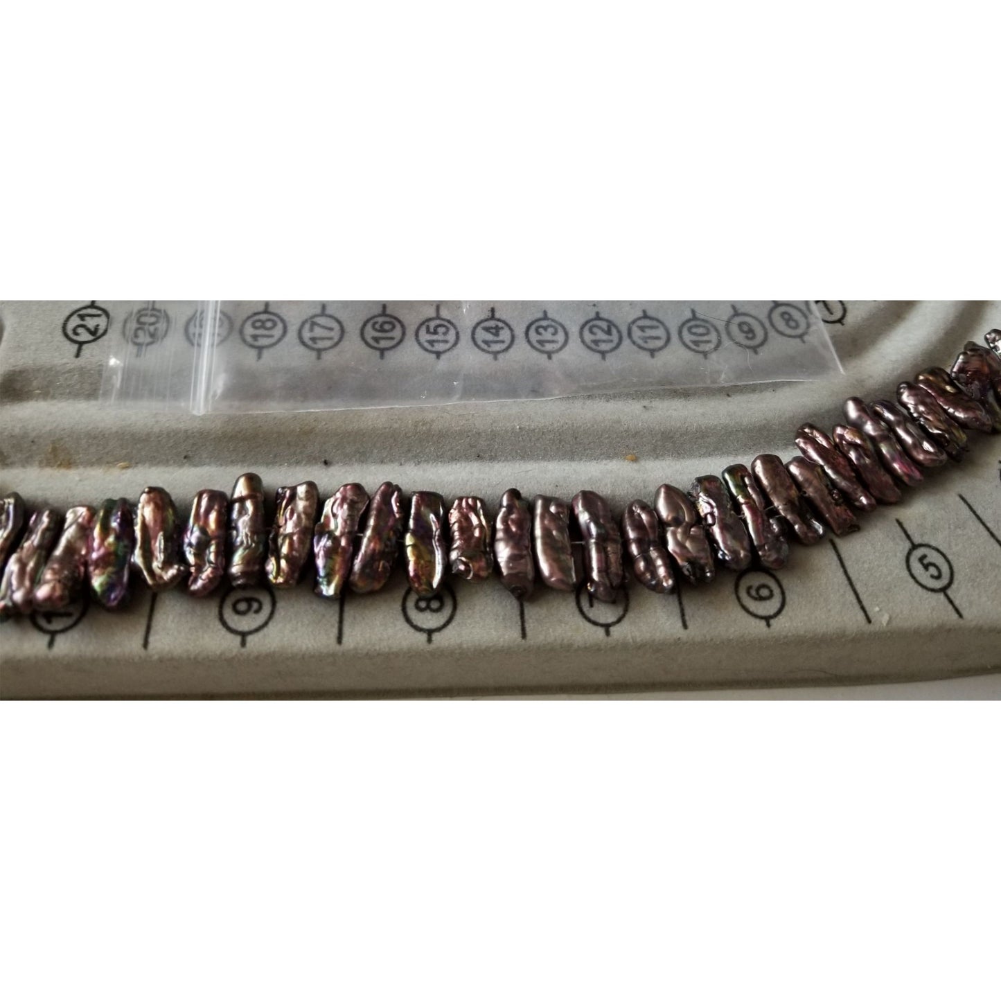Loose Pearl Purple Peacock Biwa Stick Pearl Bag G 1 Braque 12 " Chunk 48 Pcs 153 ct 30.7gr 1 cm x 0.5 cm