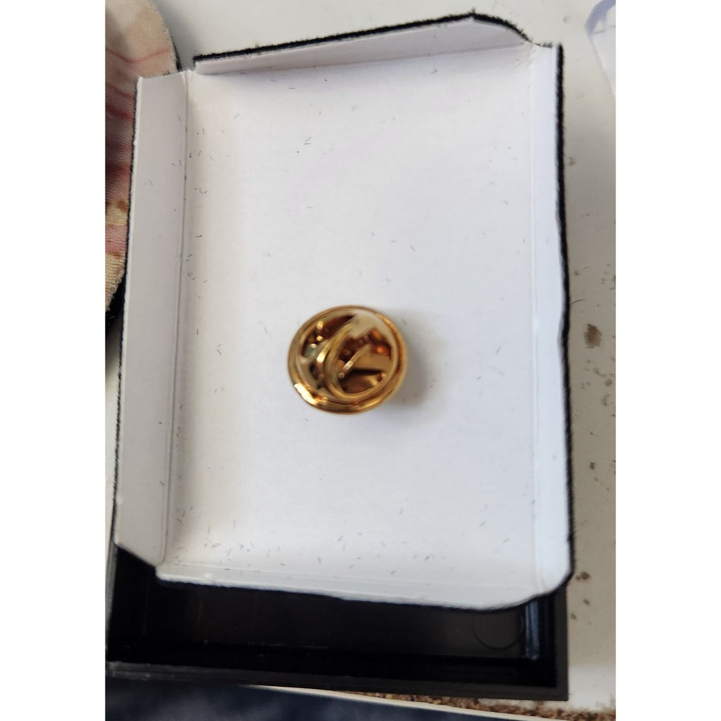 Wine Accordian Corkscrew Gold Plated Tie Tac Lapel Pin 1 x 1 1/2 Black Velvet Card Plastic Box