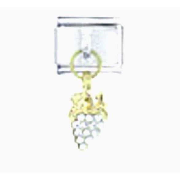 Bracelet Italian Charm Rhinestone White Grape Cluster Dangle