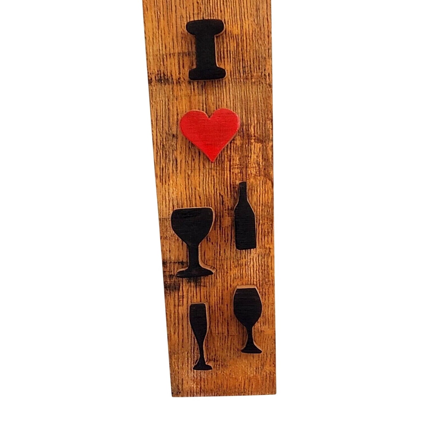 Wood Sign Wine Barrel I Heart Wine Bottle Glasses Wine Stave Toasted Painted