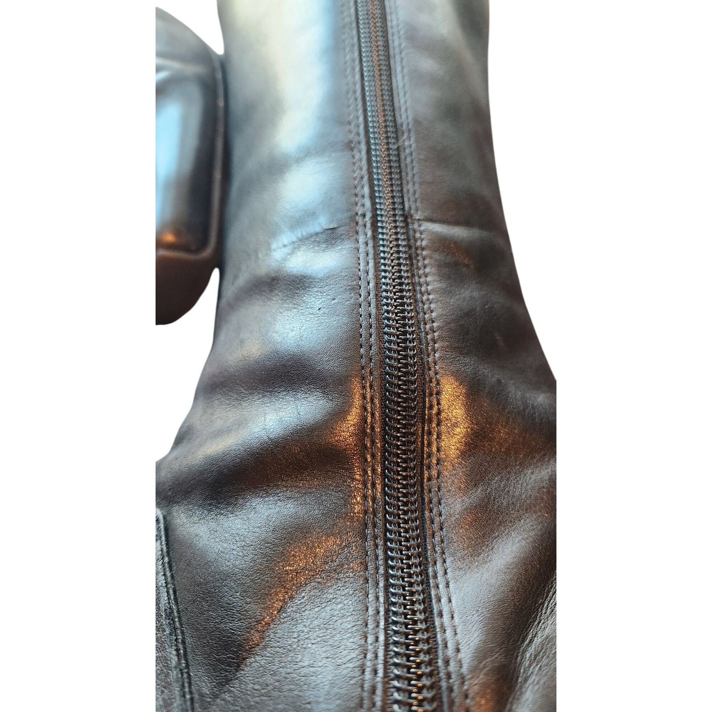 Boots Black Clarks 71136 7M 07/06 Vintage Leather upper Knee high 1 Heel Damaged