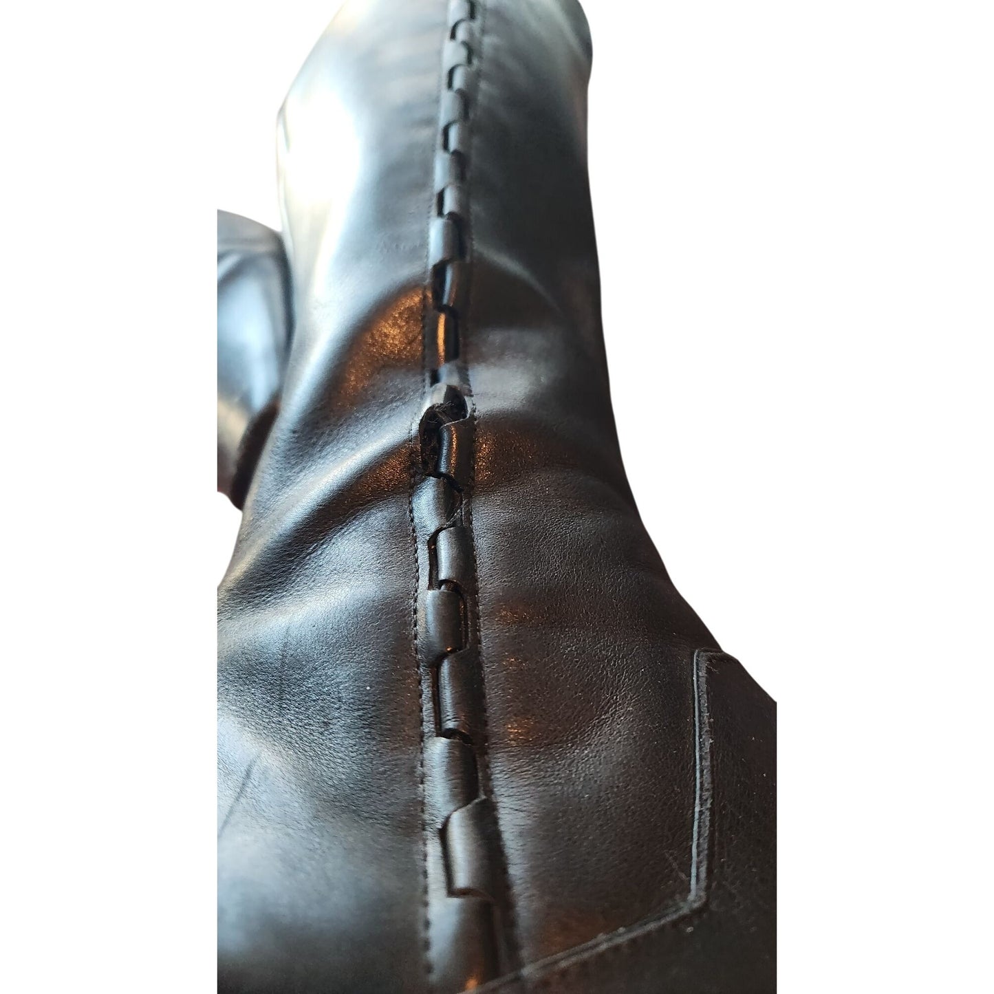 Boots Black Clarks 71136 7M 07/06 Vintage Leather upper Knee high 1 Heel Damaged