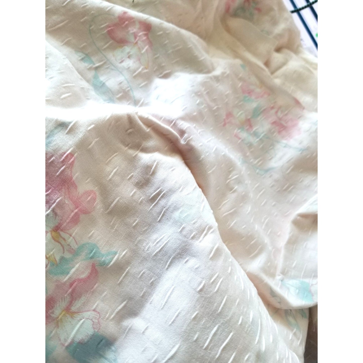 Material Soft Pink Green Blue Pint Flowers Almost see thru 46: x 86