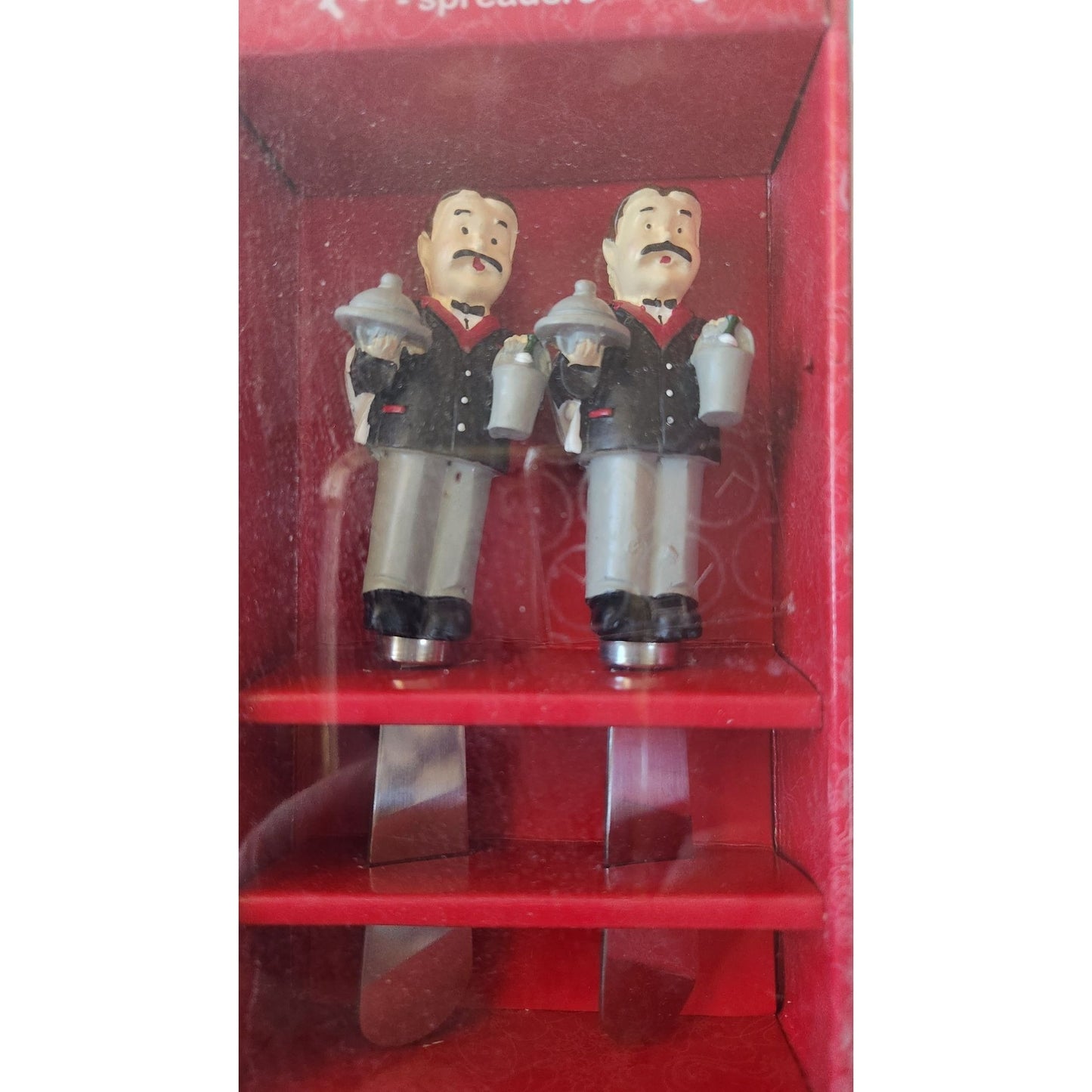 Cheese Knife Set of 2 Bistro Set 2 Silver Tray Wine Waiters 5" Tall Packaged