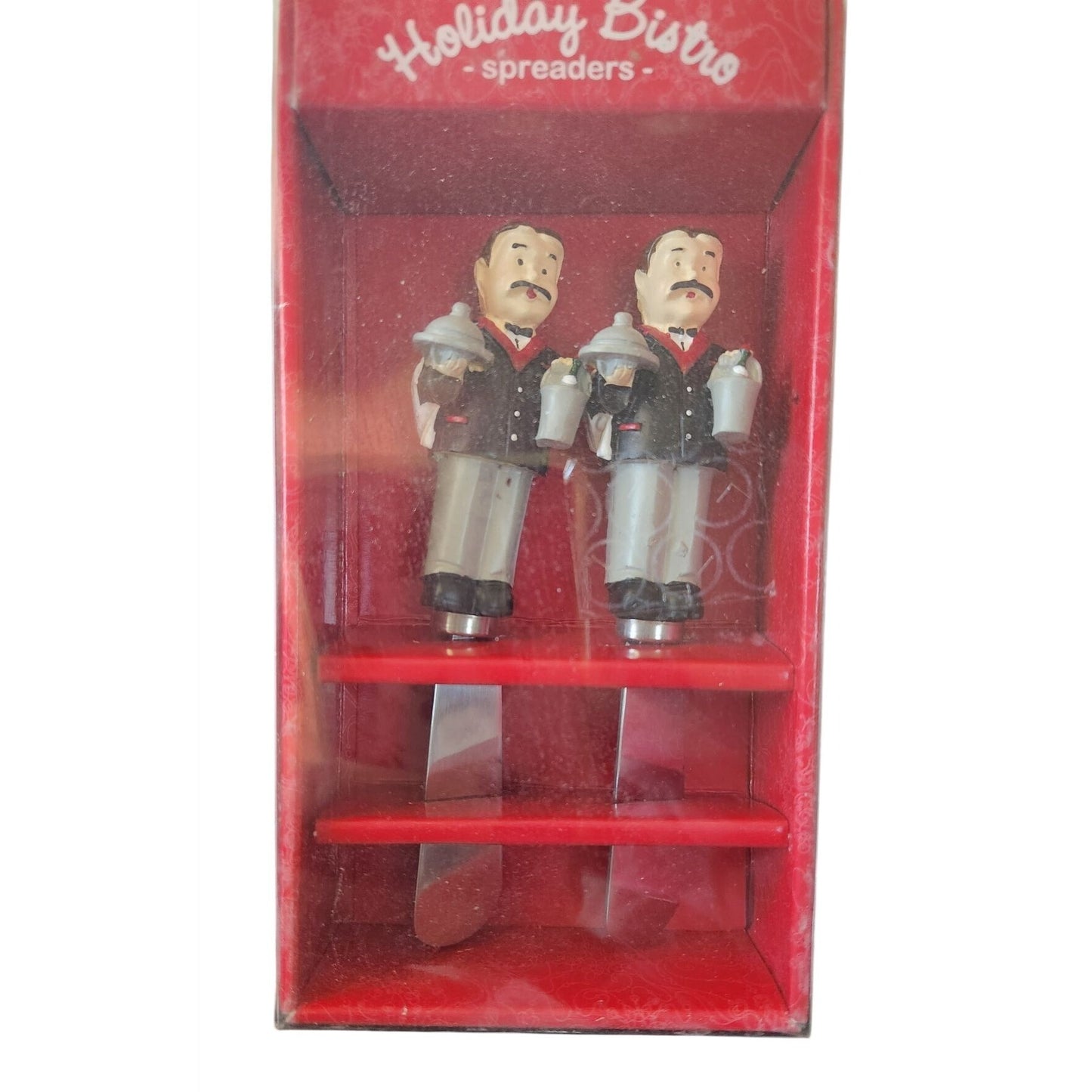 Cheese Knife Set of 2 Bistro Set 2 Silver Tray Wine Waiters 5" Tall Packaged