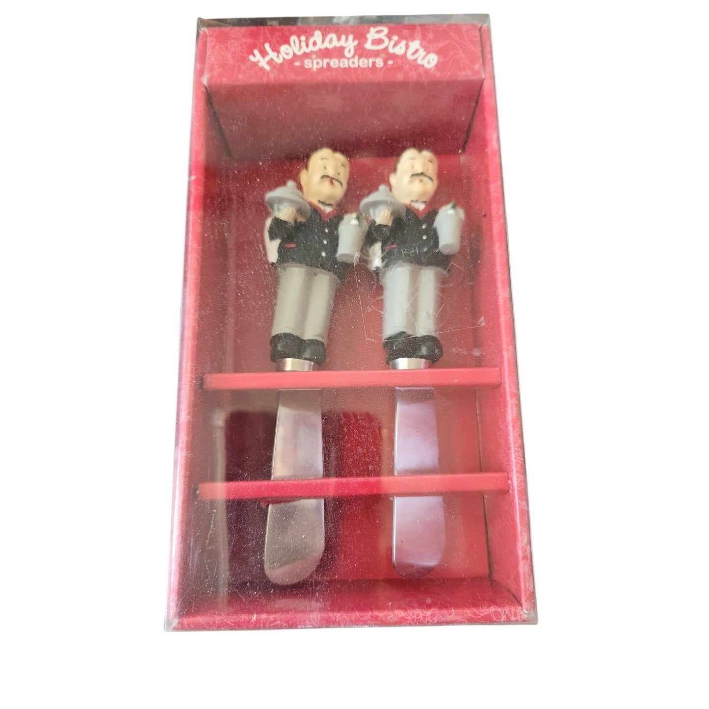 Cheese Knife Set of 2 Bistro Set 2 Silver Tray Wine Waiters 5" Tall Packaged