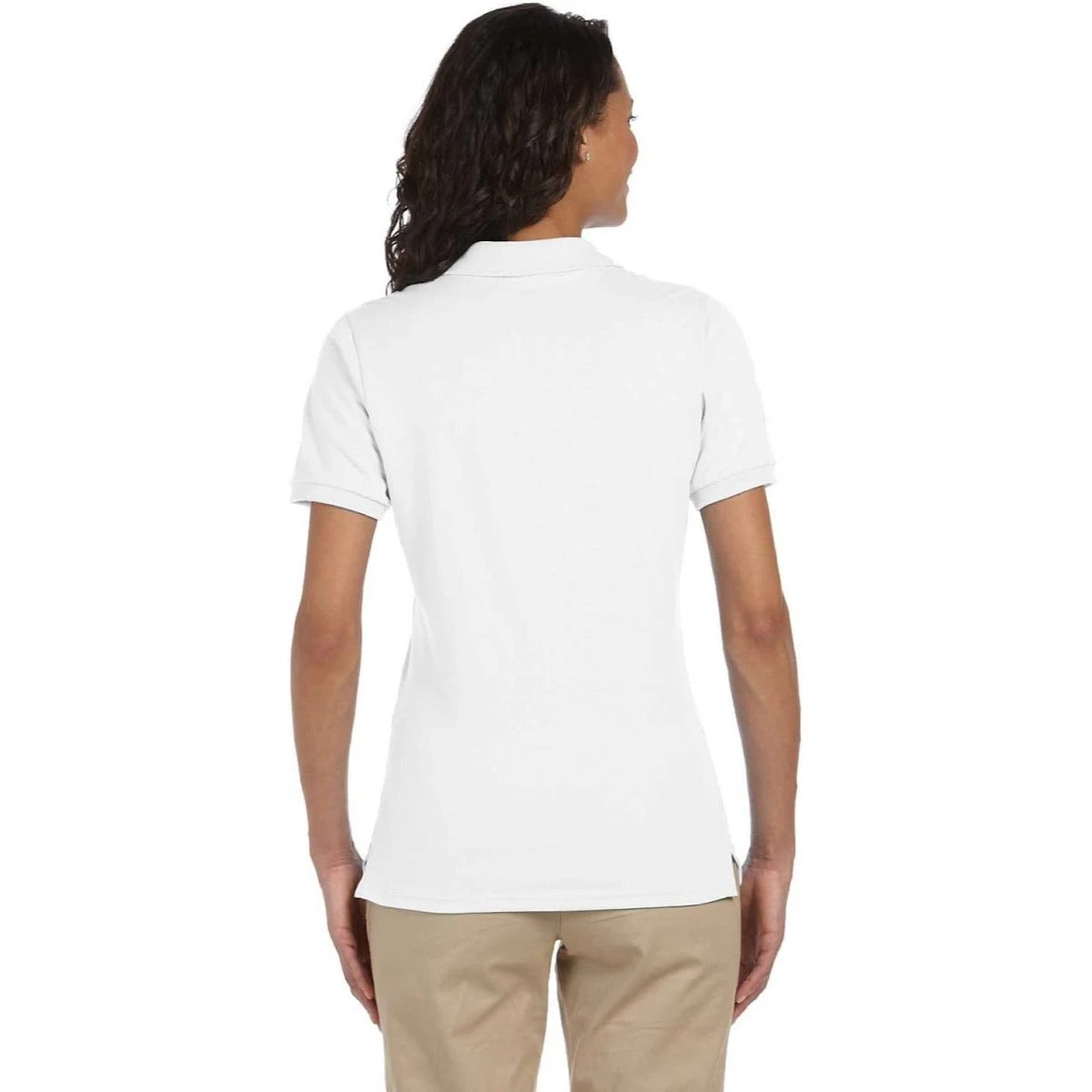 T-Shirt White Polo 50 /50 Cotton /Polyester Jerzees Size large No Buttons Comfort Fit