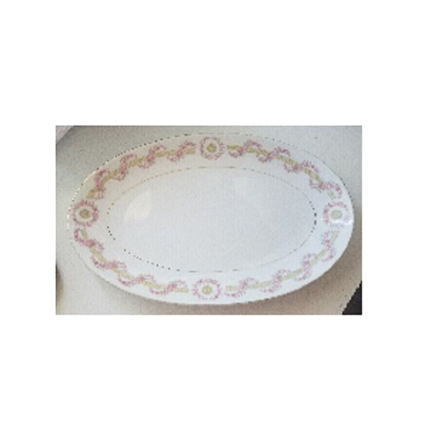 Relish Plate Oval Cheryl by ROYAL M-MITA 10" long Floral Pink