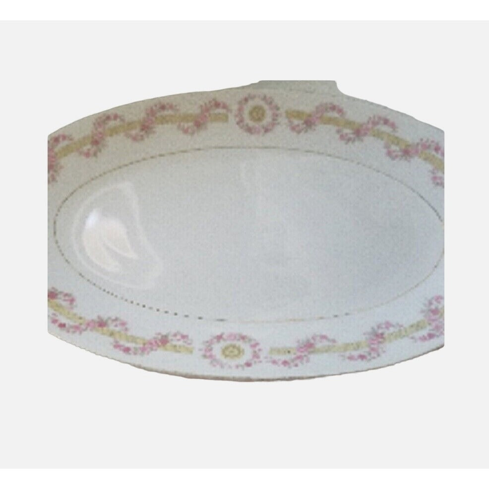 Relish Plate Oval Cheryl by ROYAL M-MITA 10" long Floral Pink