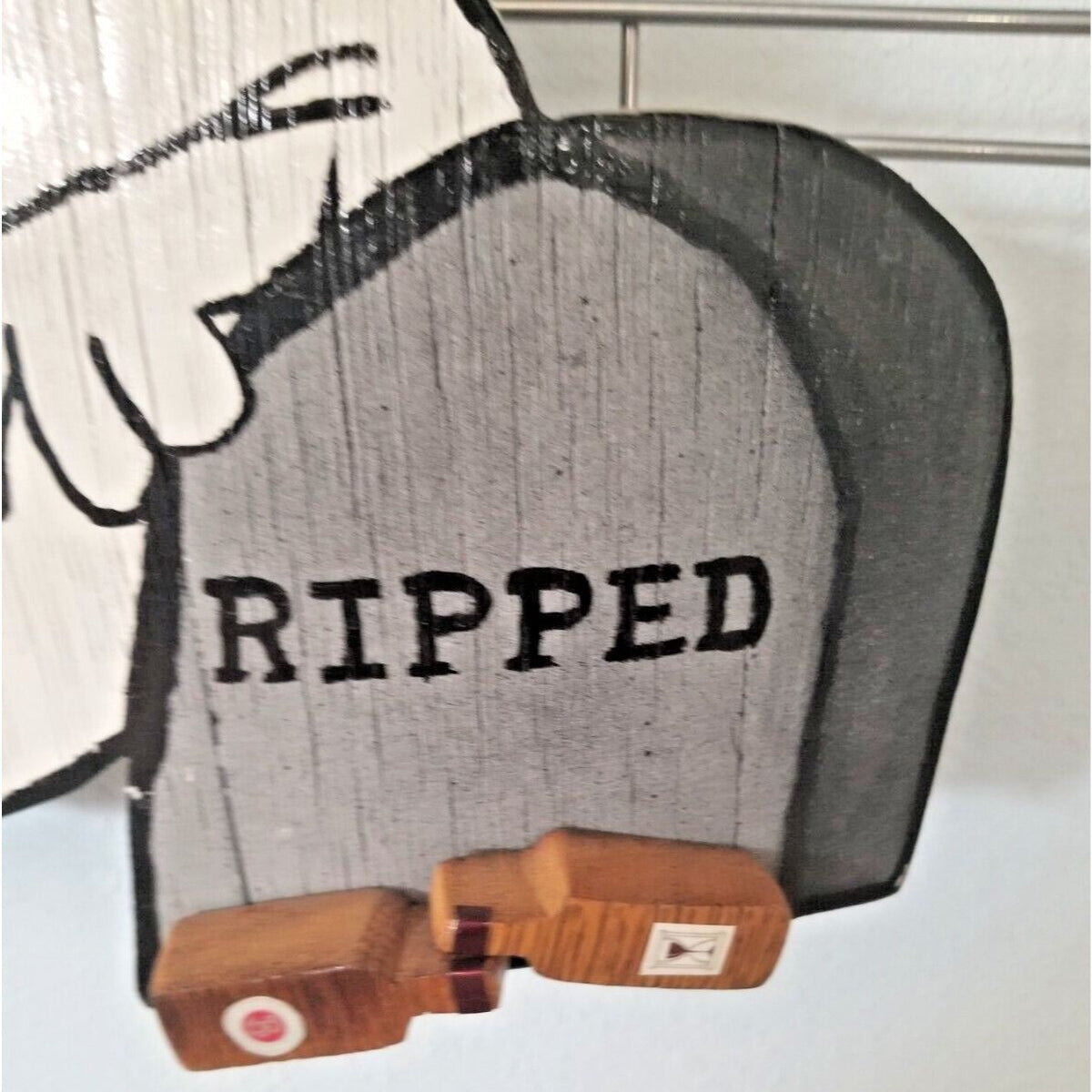 Wood Sign Halloween Ripped Wine Bottle Ghost Red Wine Glass Stave Hanging