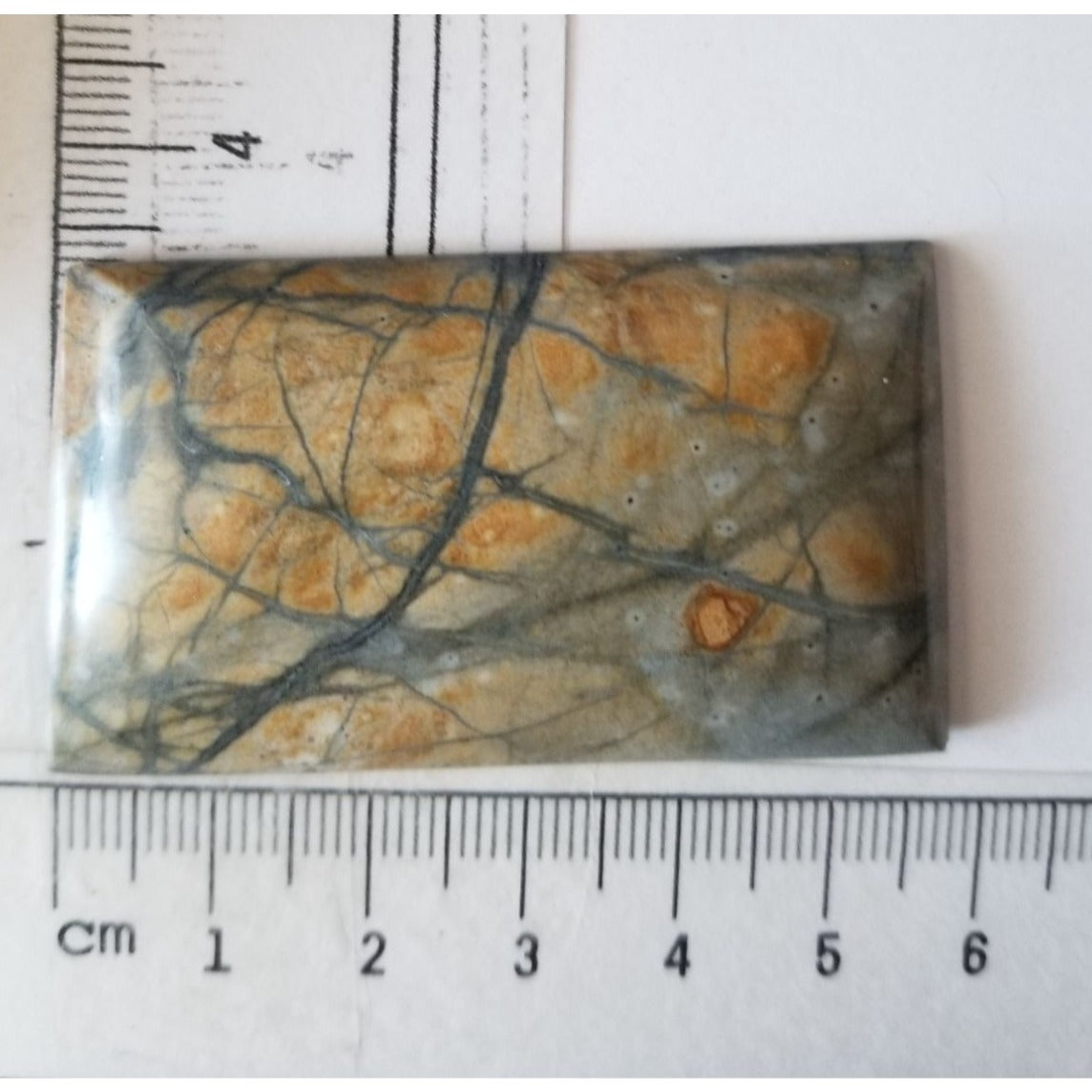 Loose Gemstone Picasso Marble Jasper Cabochon 3.5 cm x 5.5 cm 24.7 gr 124 ct Brown Black Red