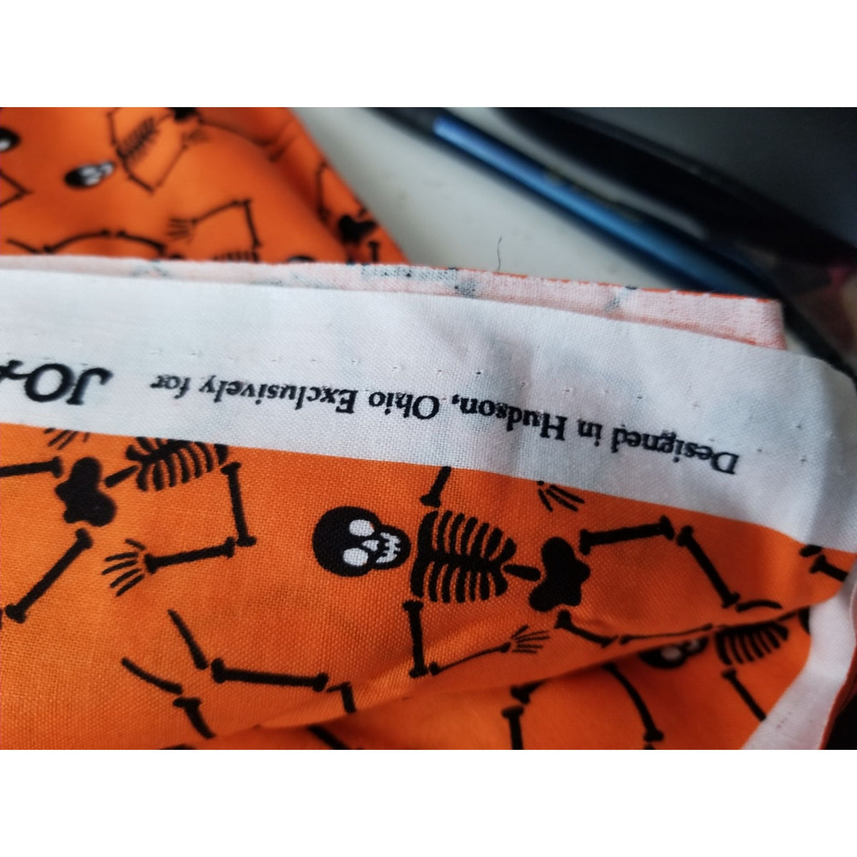 Material Orange Fabric 2 1/2" Skelatons 44" x 62" Cotton 1 1/2 Yrd Craft Clothing Joann