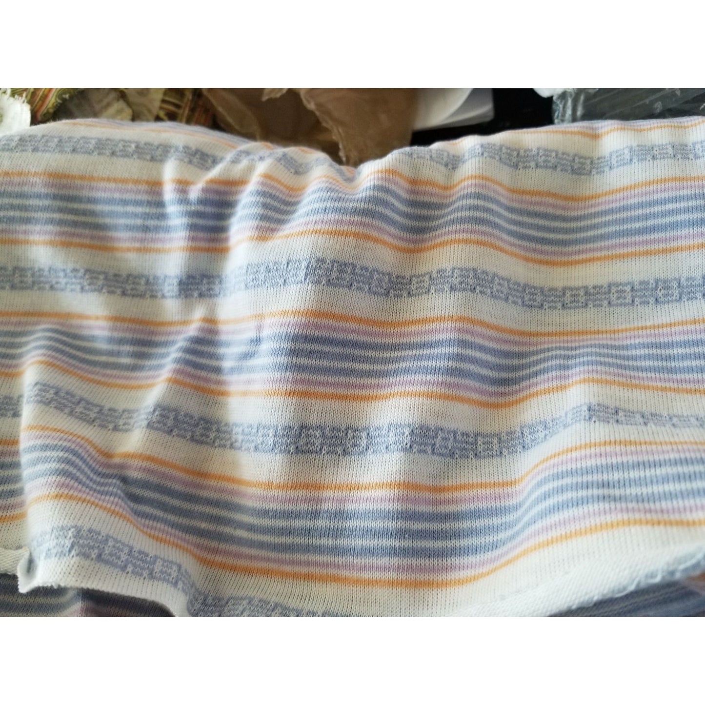 Material Polyester Stripes Blue Orange Purple White 80" x 56" T-Shirt
