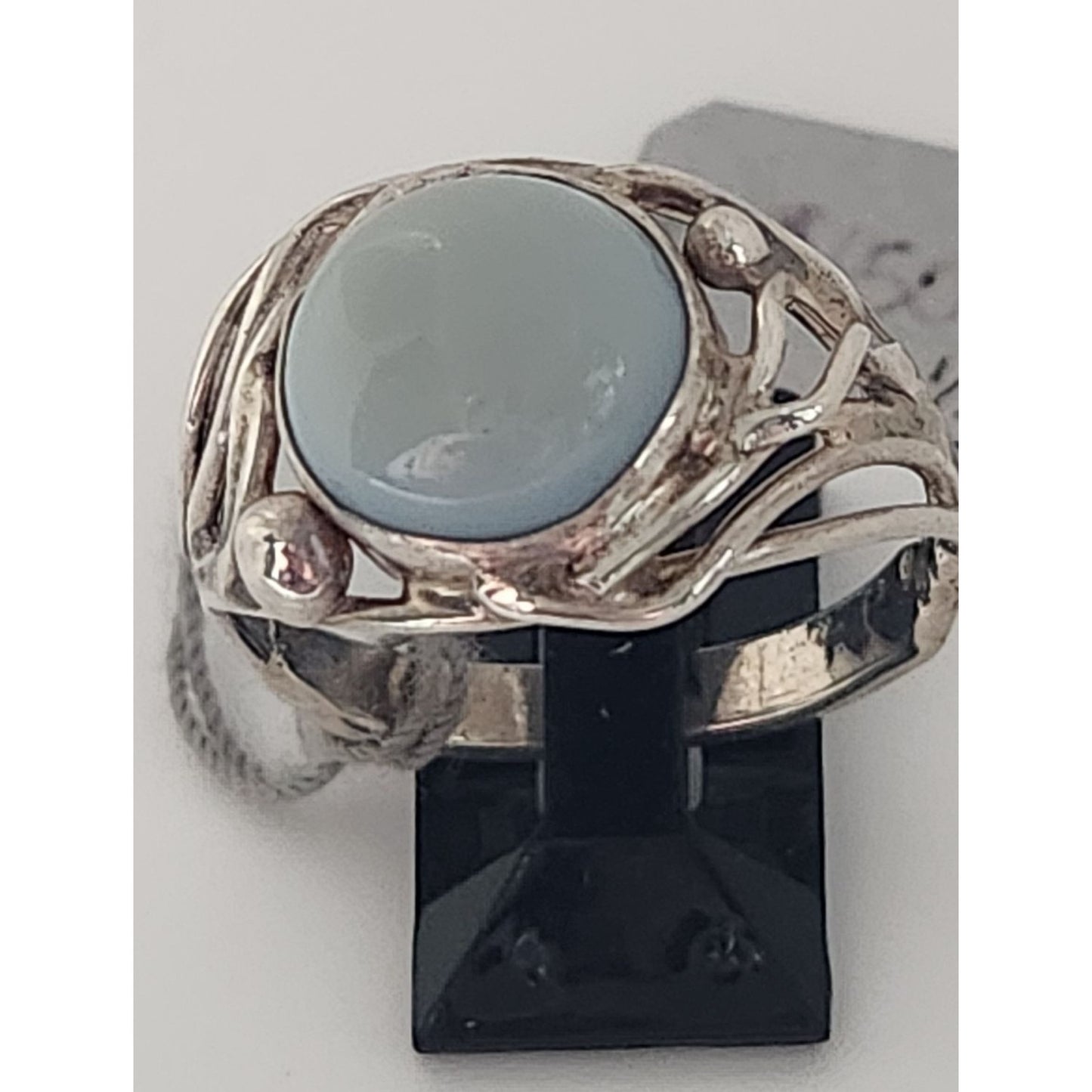 Ring Blue Chaladony Size 11 Silver 6.3 gr Jerry Fran Harr 25 mm 10 mm Stone