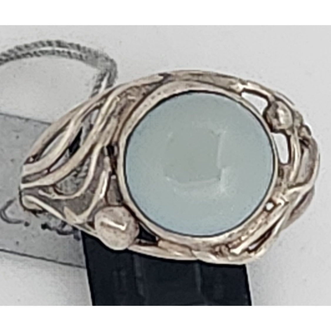Ring Blue Chaladony Size 11 Silver 6.3 gr Jerry Fran Harr 25 mm 10 mm Stone