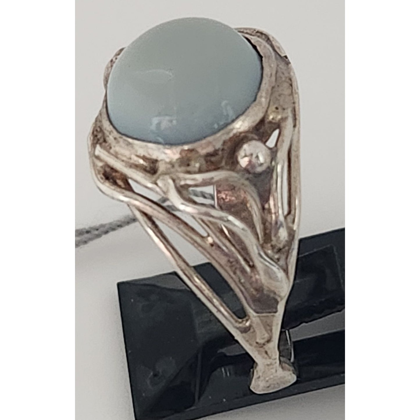 Ring Blue Chaladony Size 11 Silver 6.3 gr Jerry Fran Harr 25 mm 10 mm Stone