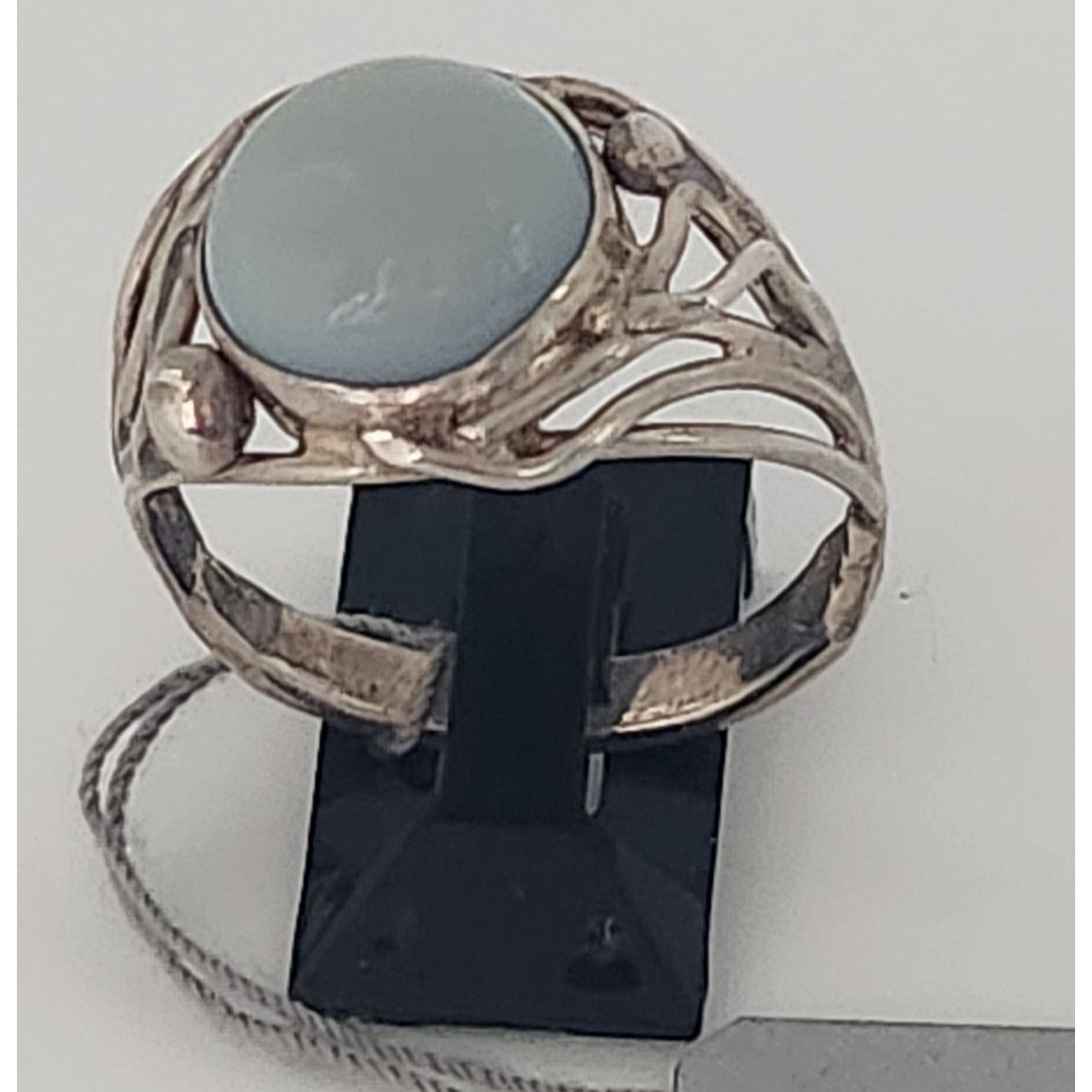 Ring Blue Chaladony Size 11 Silver 6.3 gr Jerry Fran Harr 25 mm 10 mm Stone