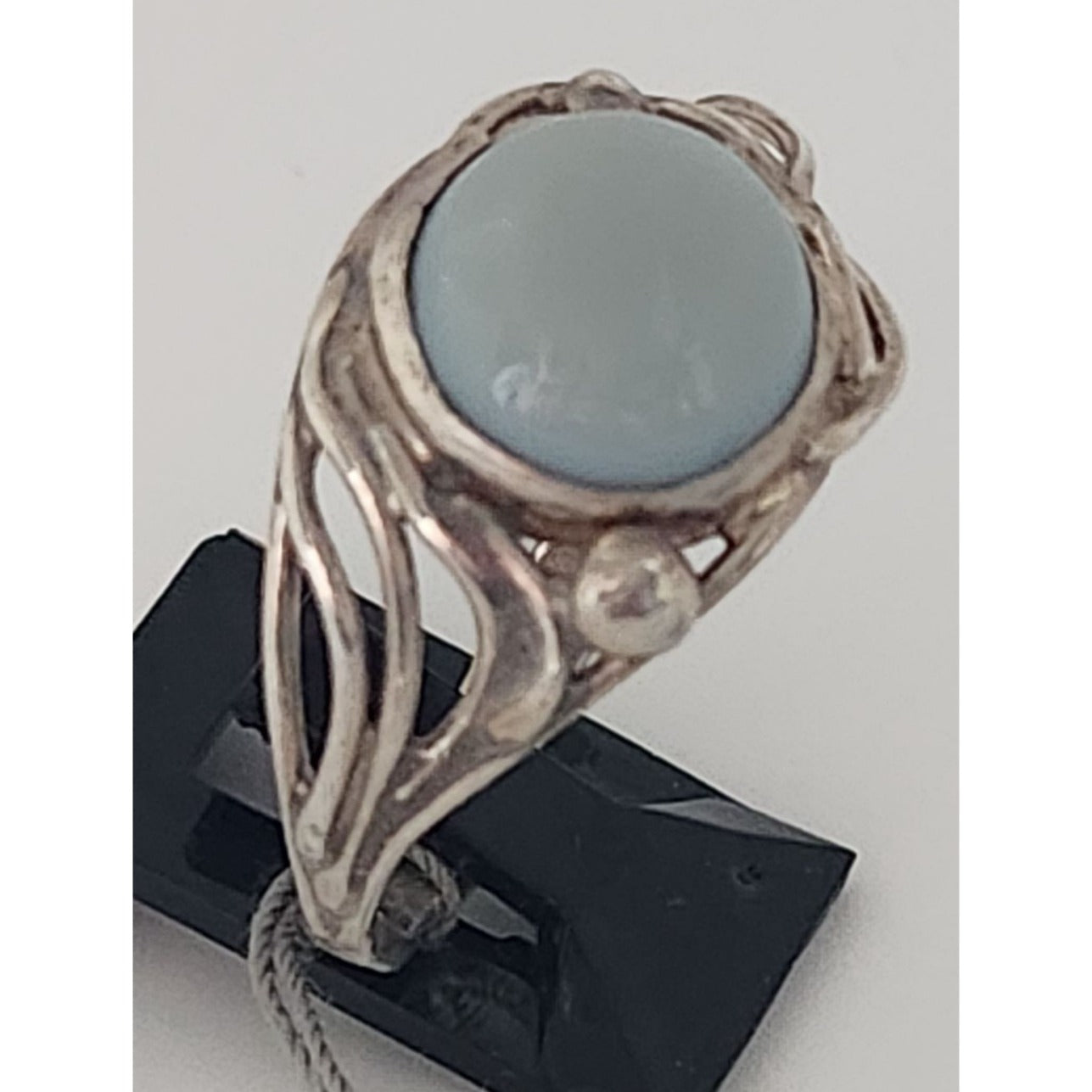 Ring Blue Chaladony Size 11 Silver 6.3 gr Jerry Fran Harr 25 mm 10 mm Stone