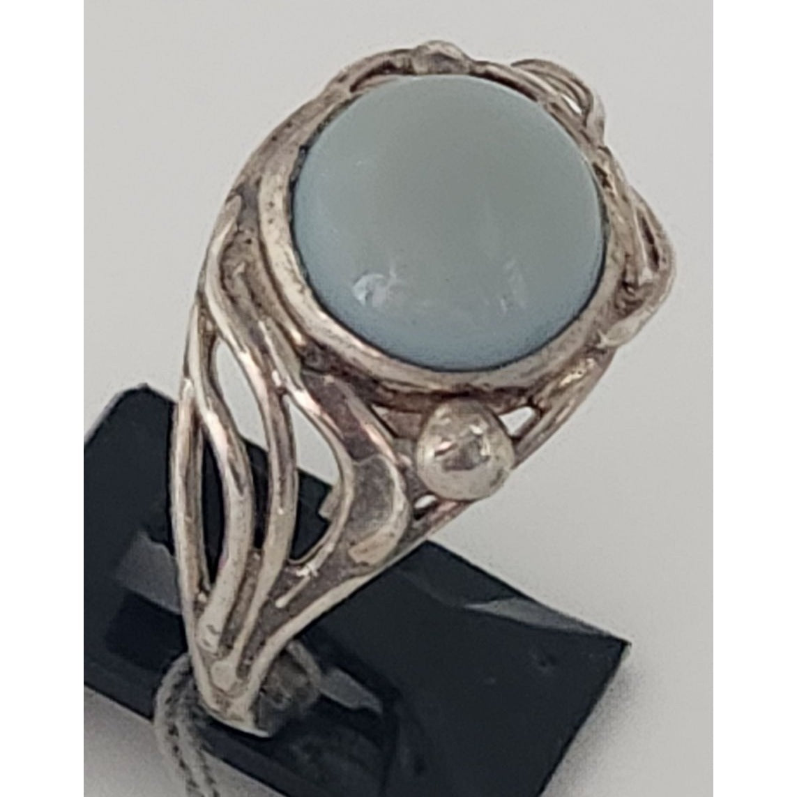 Ring Blue Chaladony Size 11 Silver 6.3 gr Jerry Fran Harr 25 mm 10 mm Stone