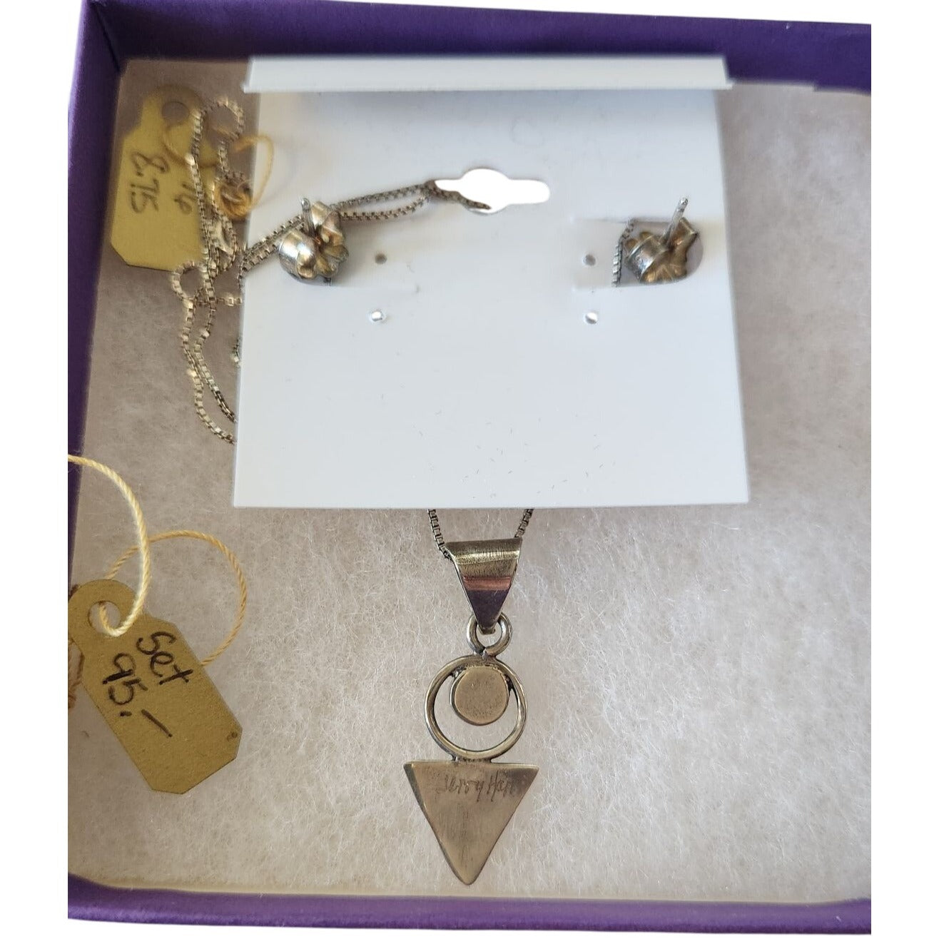 Necklace and Earrings Silver Set Onyx 16" Chain Silver Jewelry