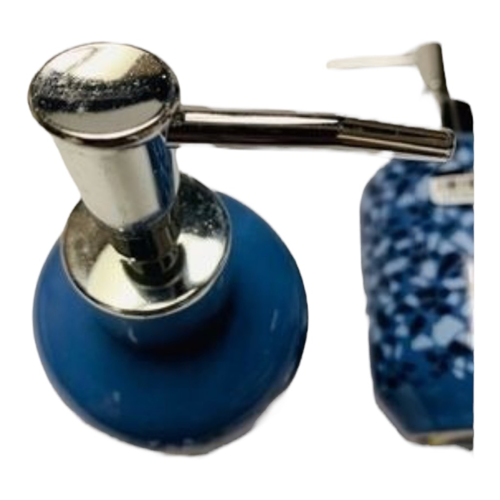 Ceramic Soap Dispenser Set Of 2 Blue Mosaic Pattern Silver Tone Pump Target New