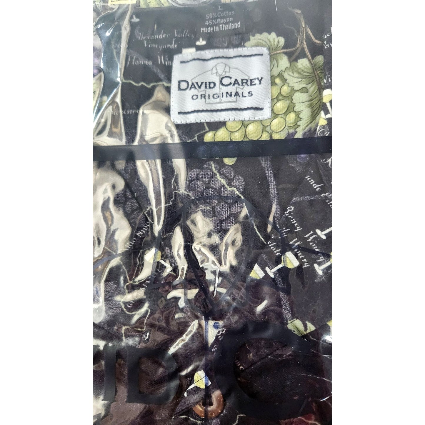 David Carey Size L Vintage Sonoma Valley Winery Map Print Button-Up Shirt 100% Cotton Made In Thailand