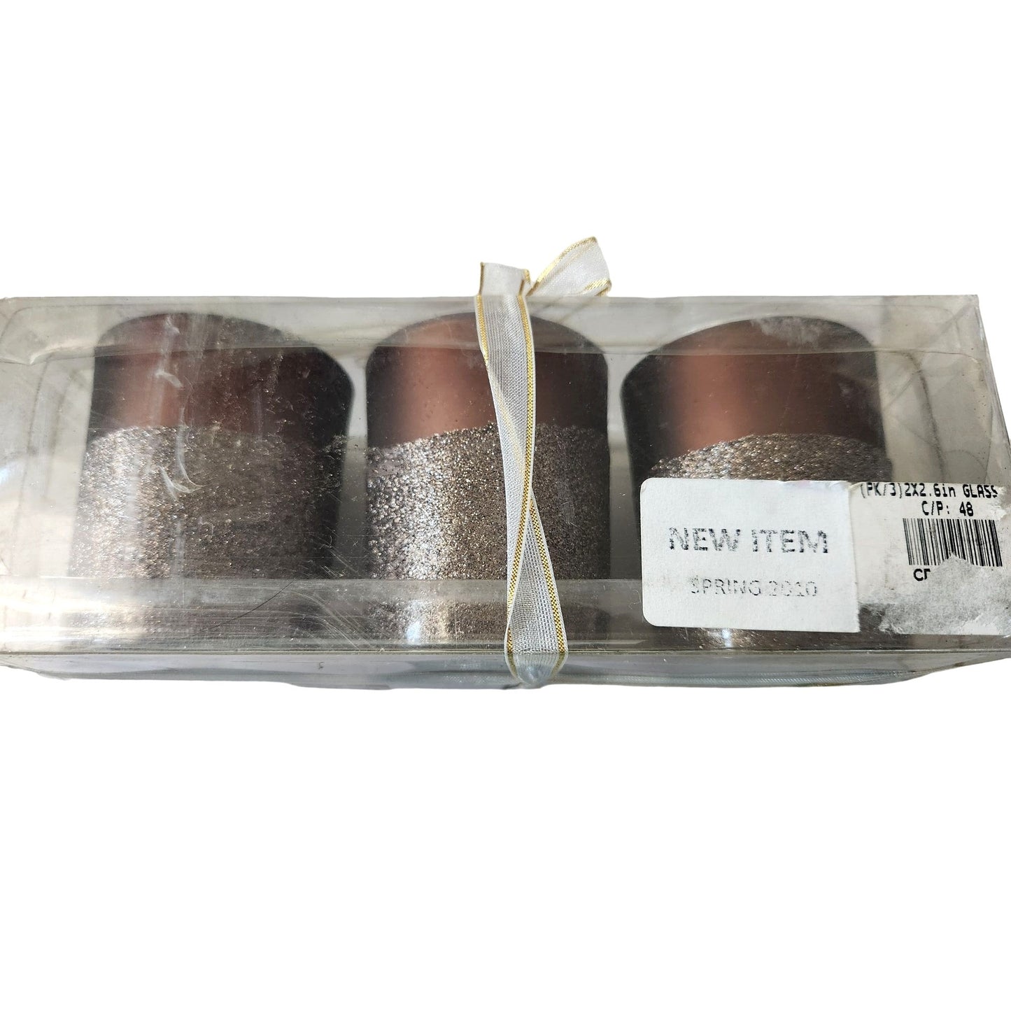 Candles Brown Glitter Bottom Tea Light 2 1/2 " Tall 2" Top Gift Box Set of 3